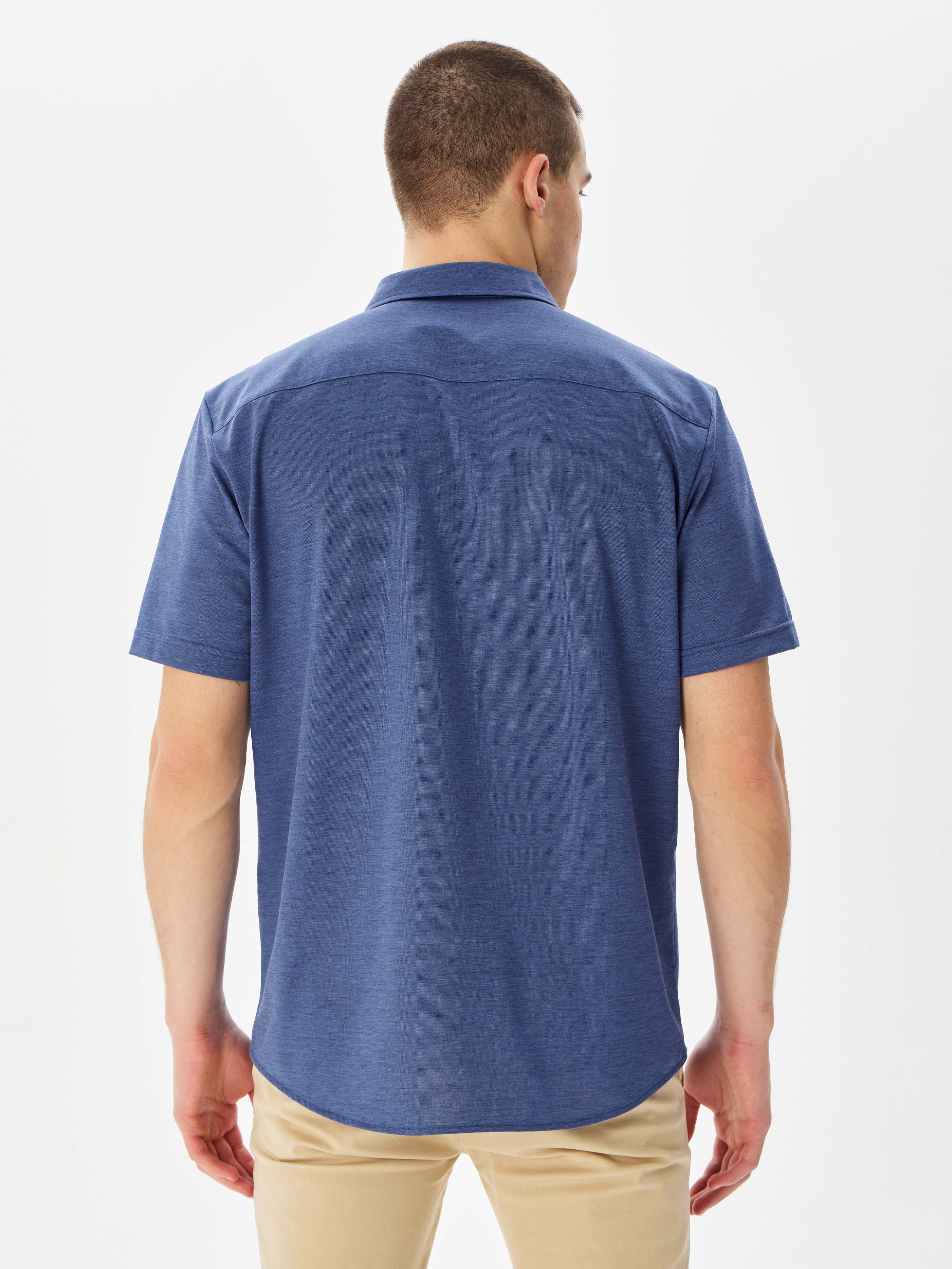 G143-PM-LT1631 (синий) Рубашка трикотажная мужская короткий рукав