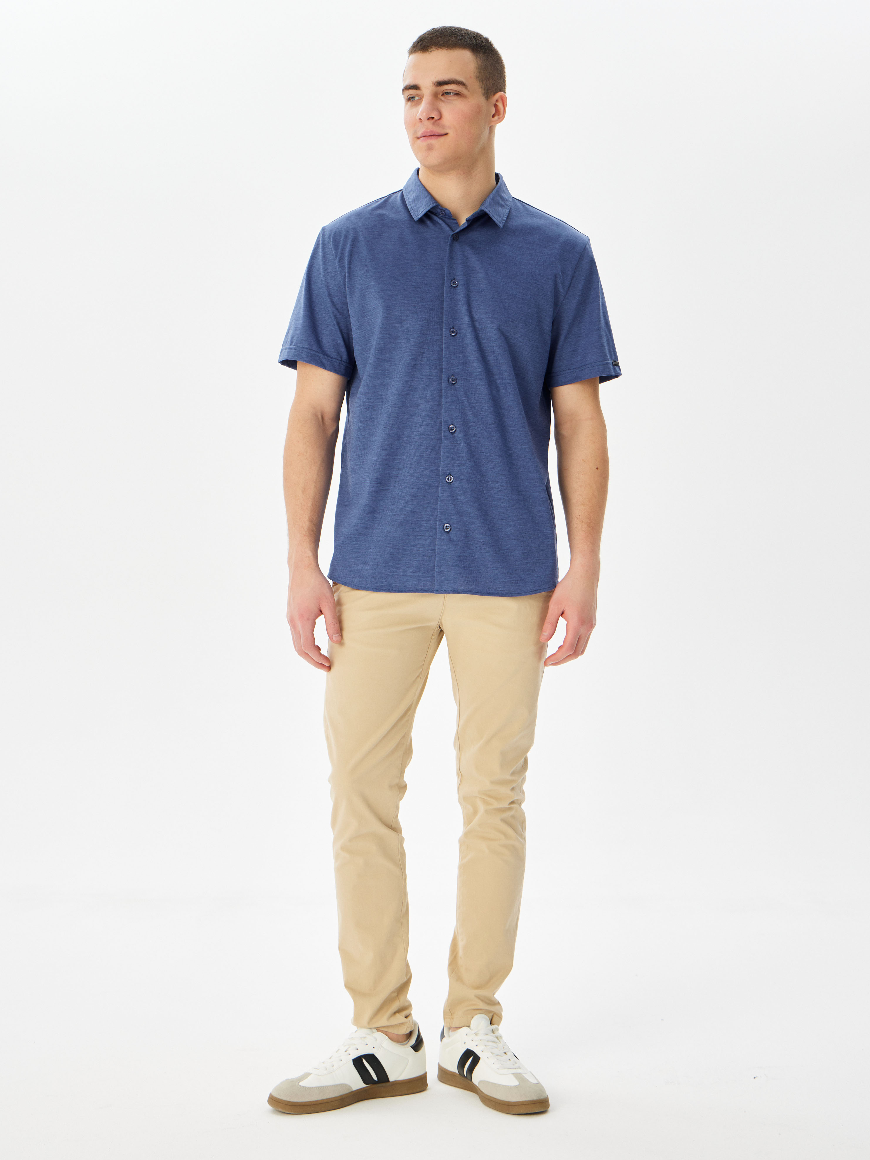 G143-PM-LT1631 (синий) Рубашка трикотажная мужская короткий рукав