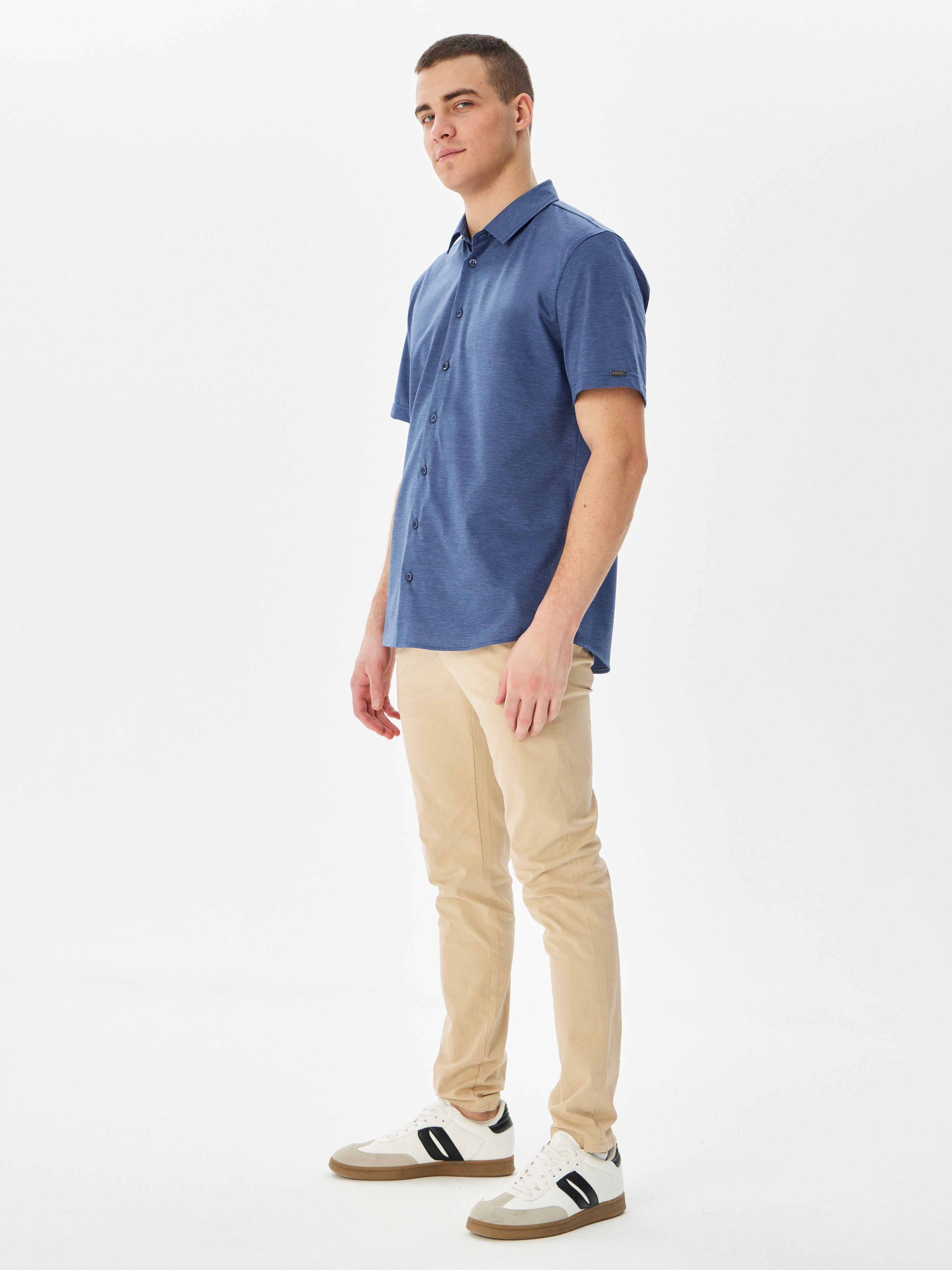 G143-PM-LT1631 (синий) Рубашка трикотажная мужская короткий рукав