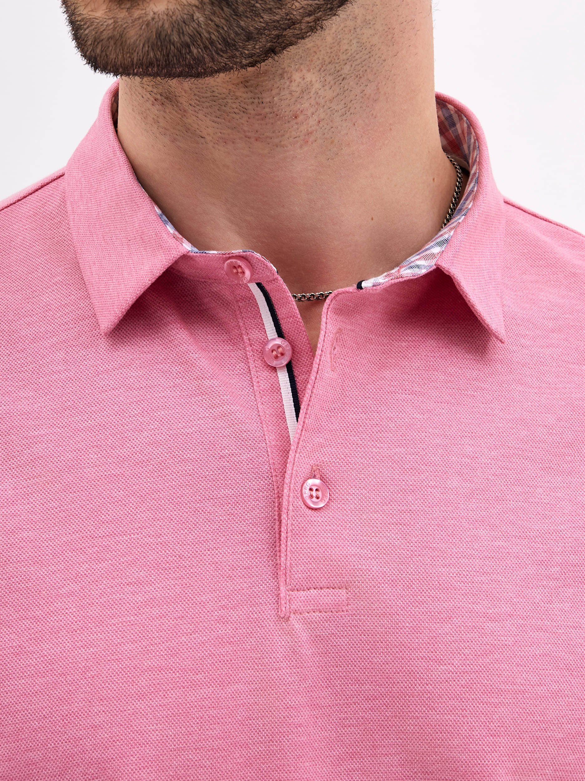 G144-PM124T-LT1393-1 (розовый) Джемпер мужской с воротником поло короткий рукав