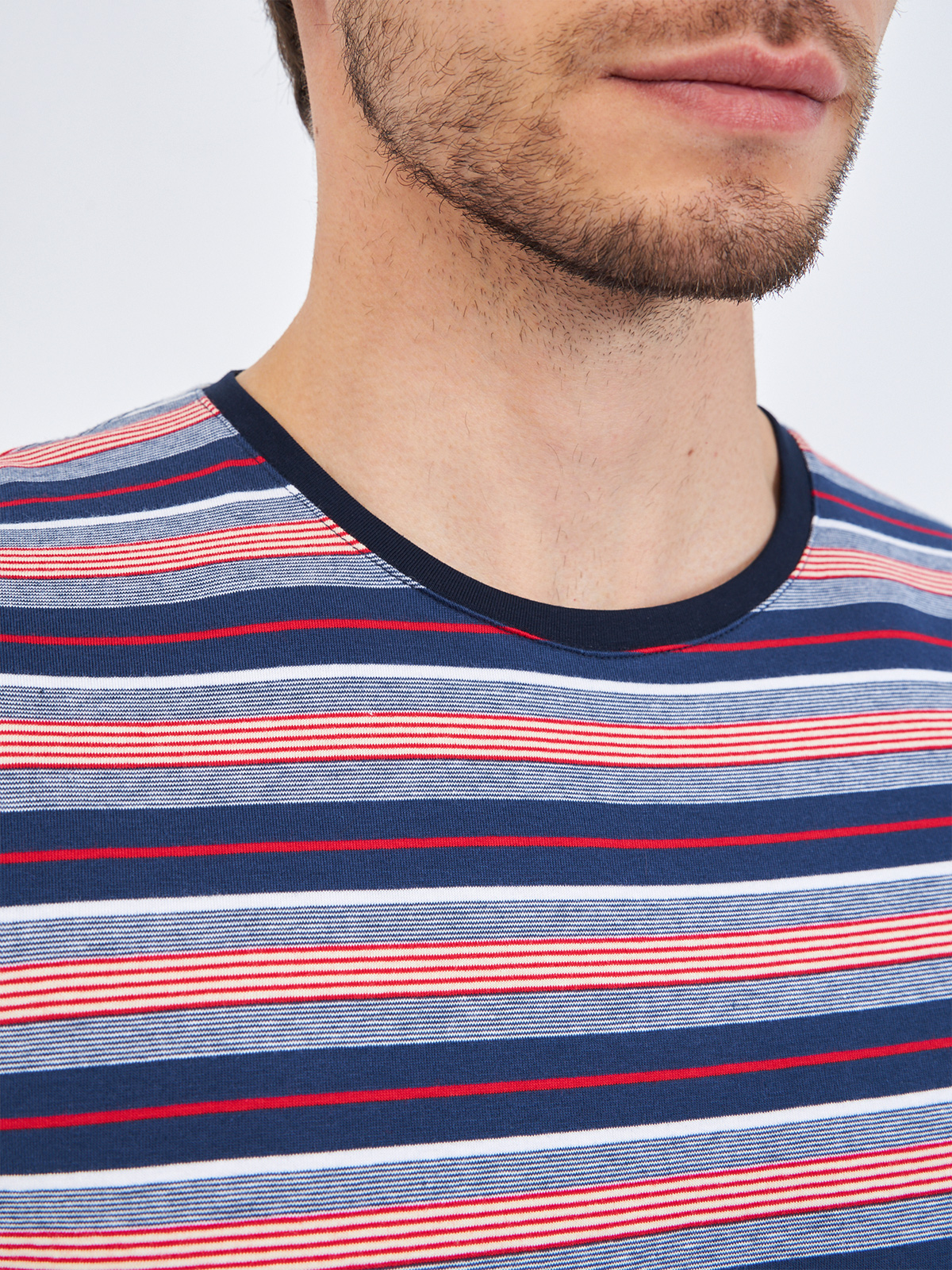 G145-KD14T-HS050 (син-кр.полоска) Футболка мужская короткий рукав