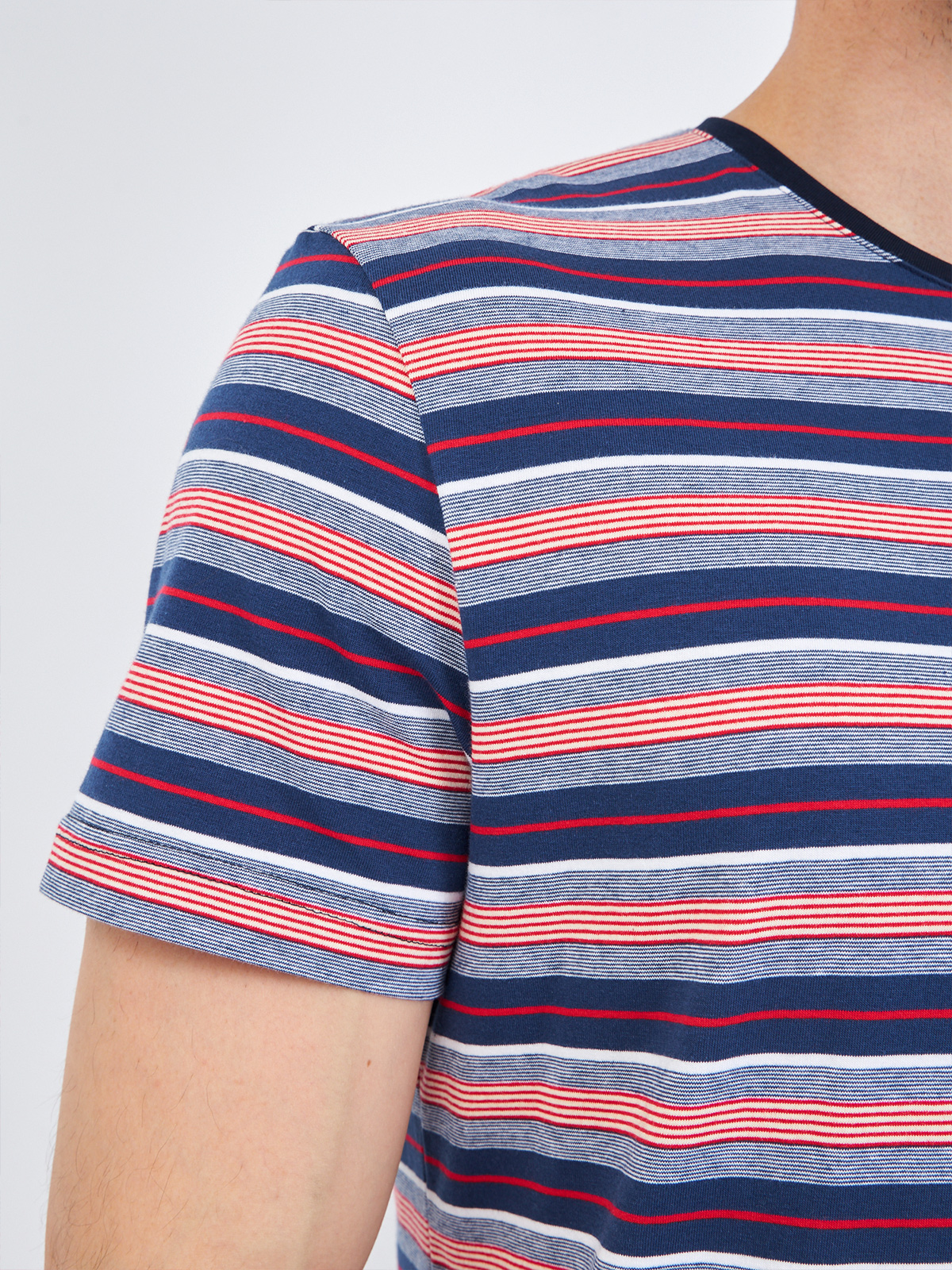 G145-KD14T-HS050 (син-кр.полоска) Футболка мужская короткий рукав