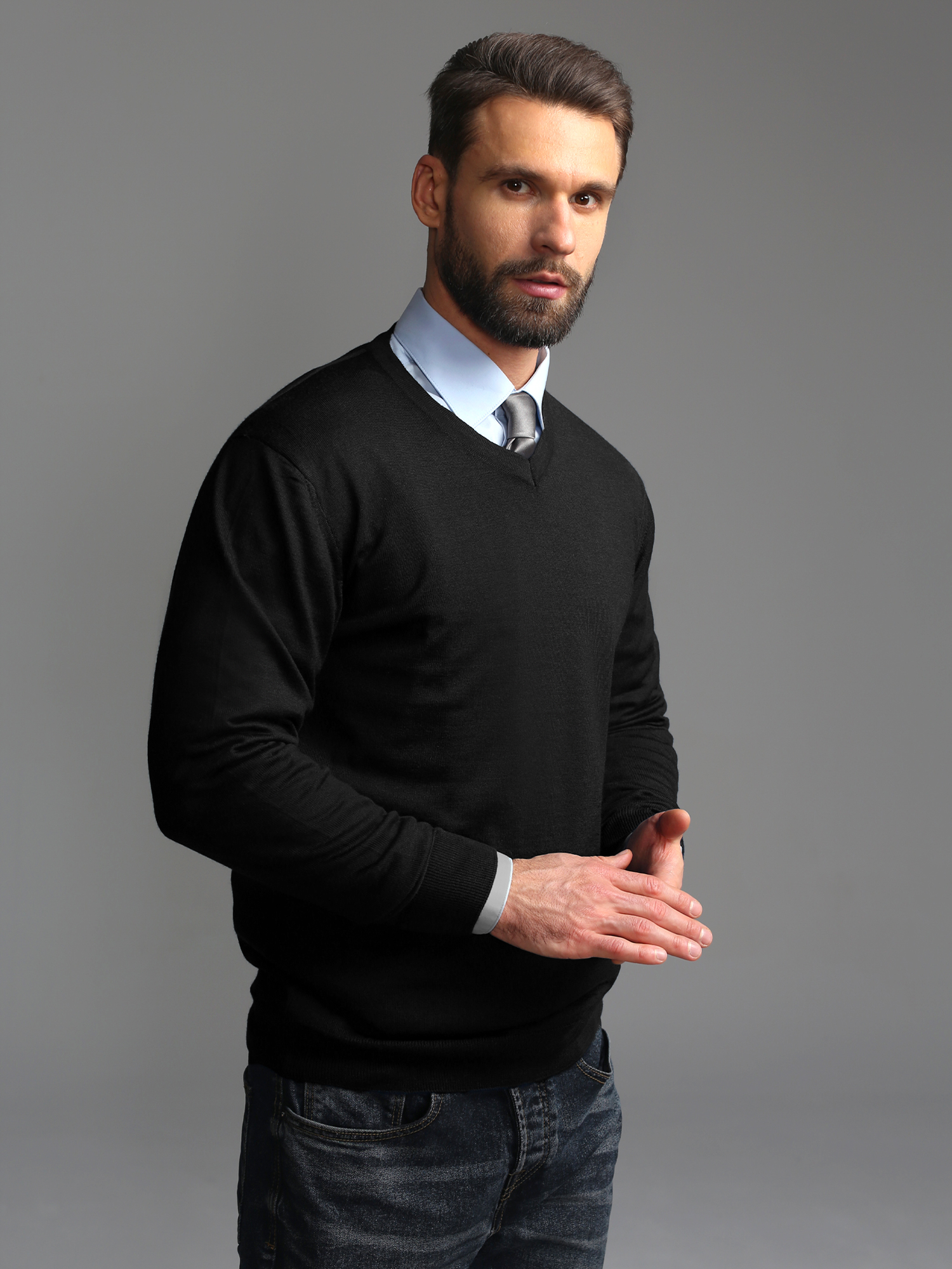 G124-AN181018А (черный) Джемпер мужской