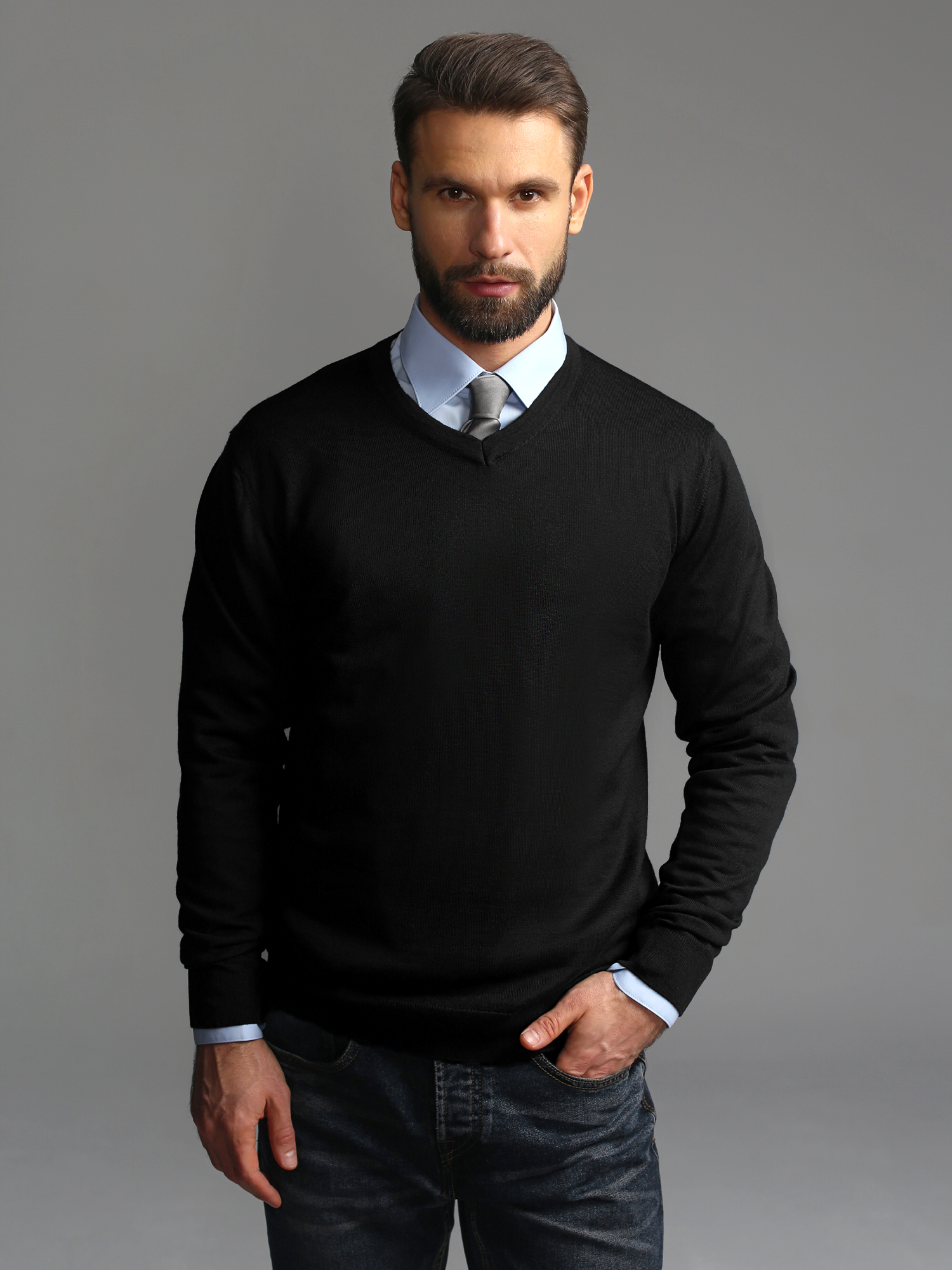 G124-AN181018А (черный) Джемпер мужской