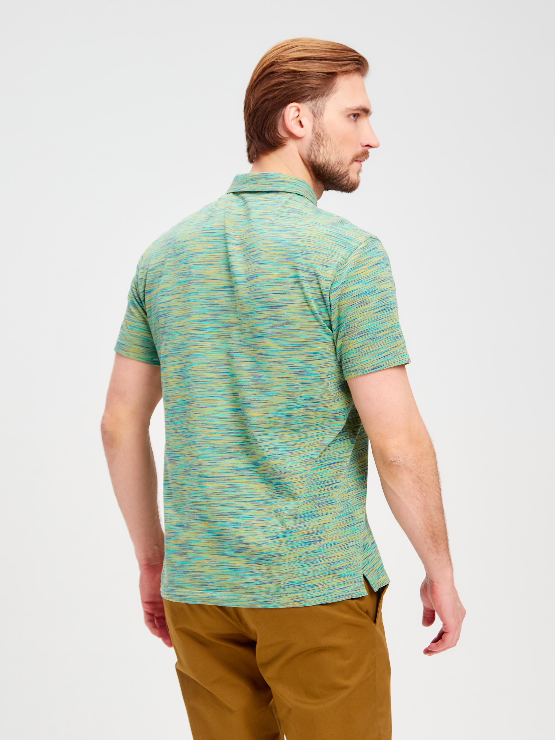 G144-KM1246-OR1013 (зеленый)_V Джемпер мужской с воротником поло короткий рукав