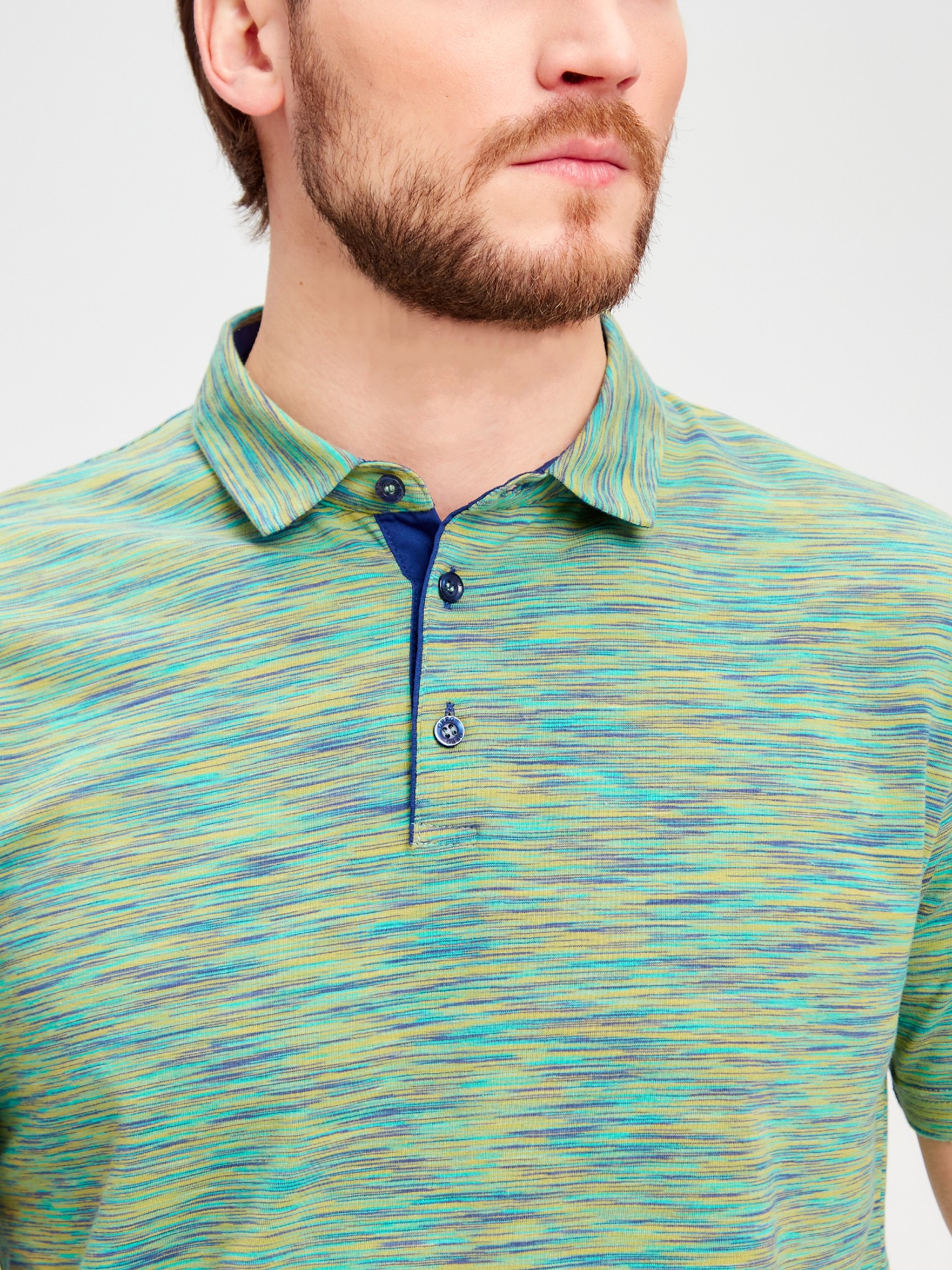 G144-KM1246-OR1013 (зеленый)_V Джемпер мужской с воротником поло короткий рукав