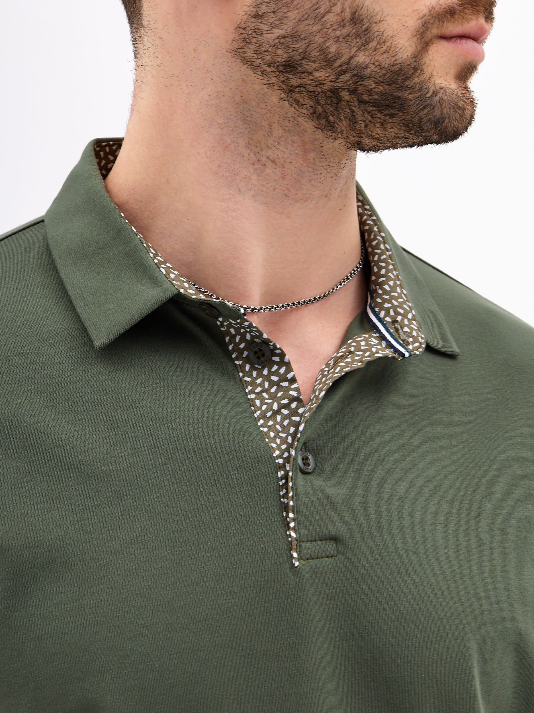 G144-KO1246T-SAS5094 (хаки) Джемпер мужской с воротником поло короткий рукав