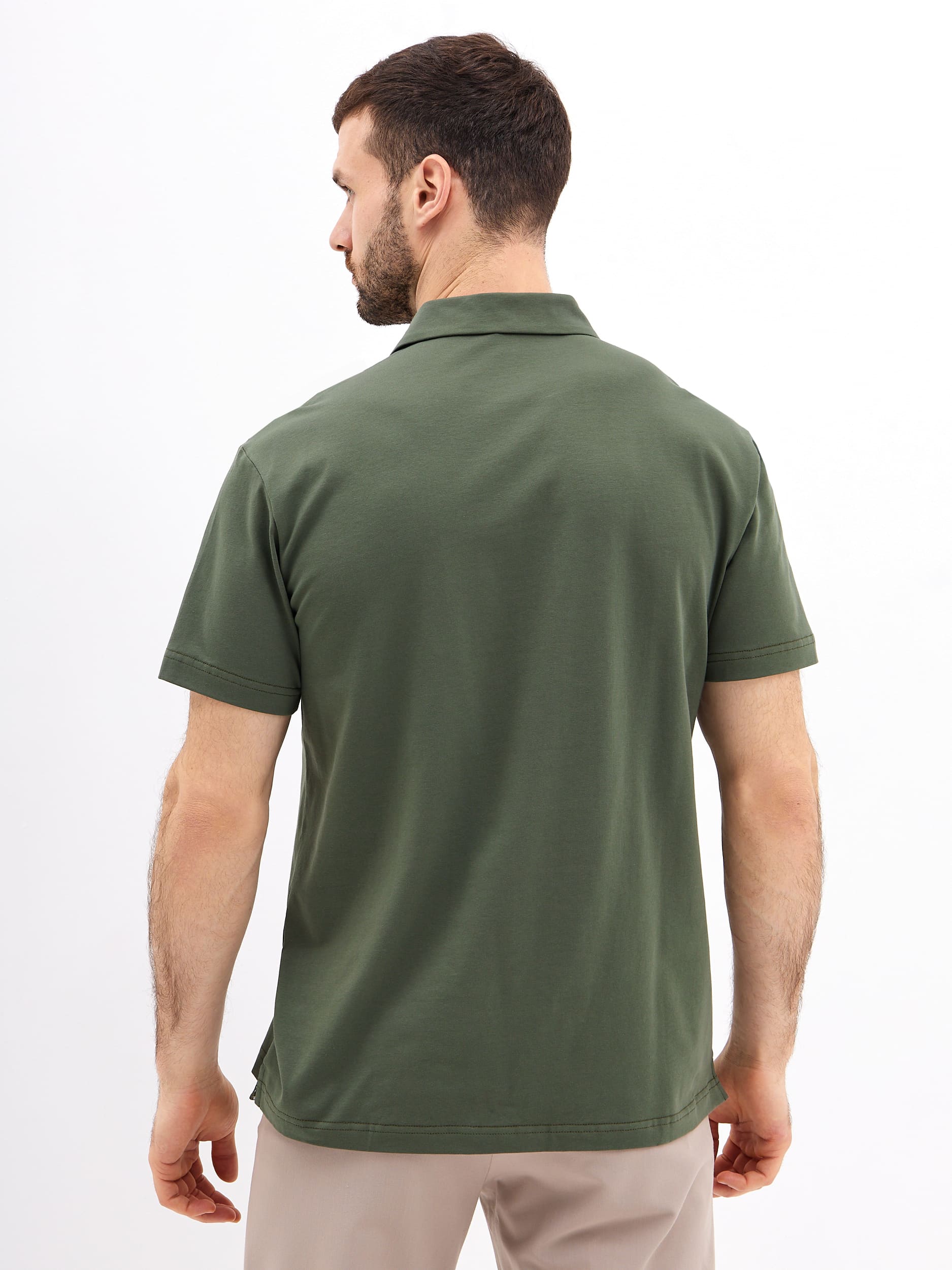 G144-KO1246T-SAS5094 (хаки) Джемпер мужской с воротником поло короткий рукав