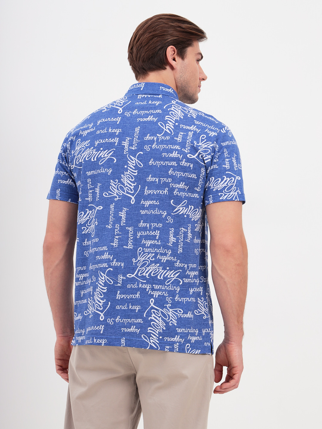 G144-KP24-UT16 (белые буквы) Джемпер мужской с воротником поло короткий рукав