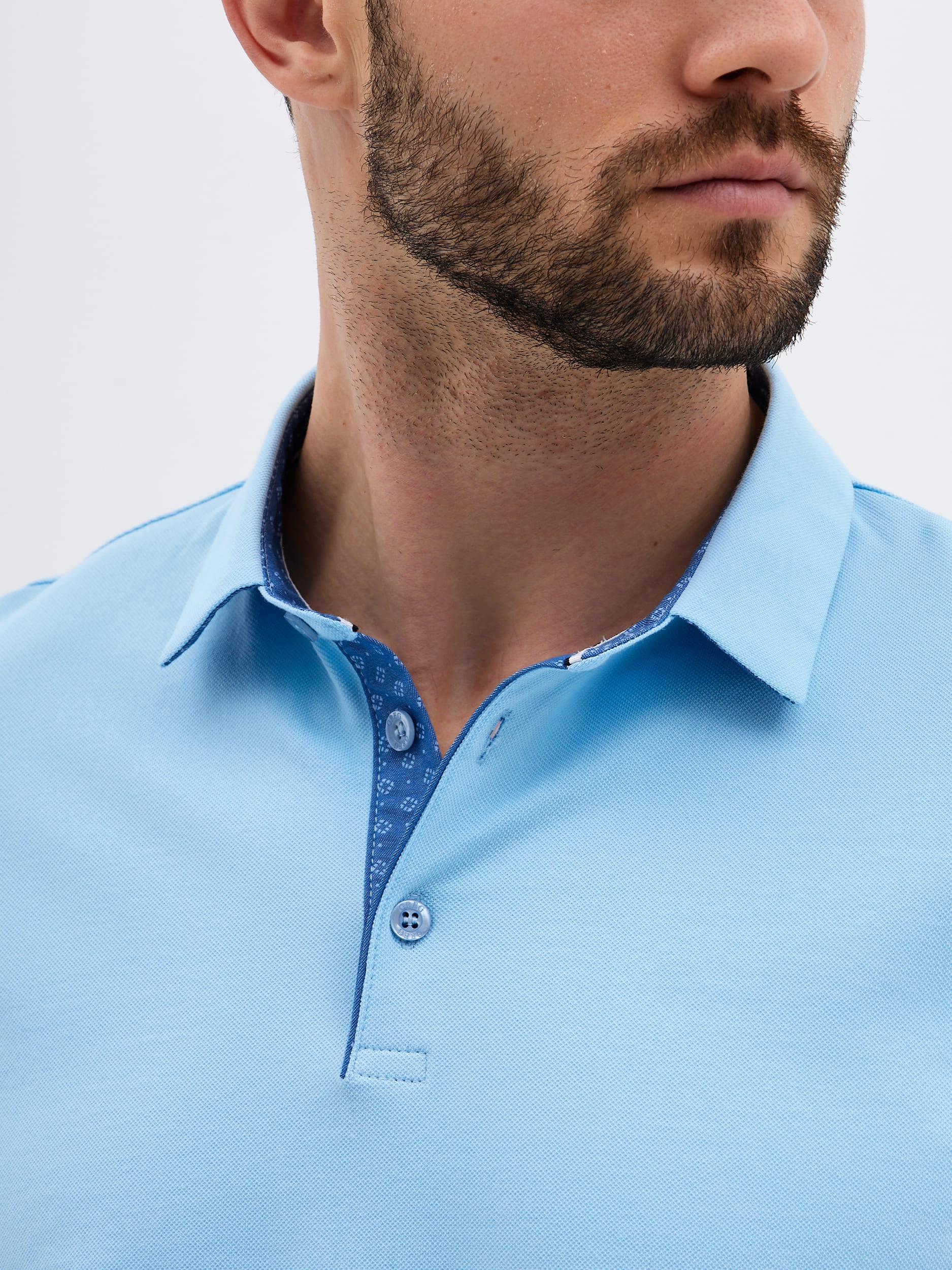 G144-PO1246T-SAS201 (голубой) Джемпер мужской с воротником поло короткий рукав