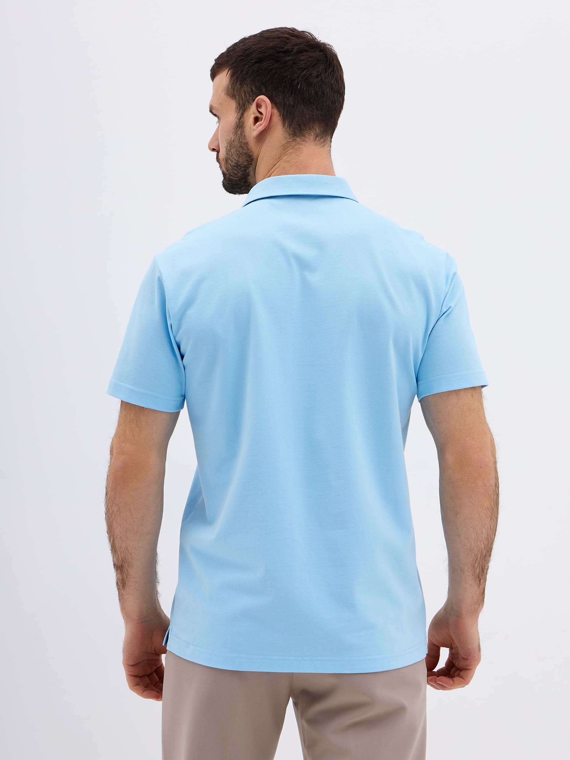 G144-PO1246T-SAS201 (голубой) Джемпер мужской с воротником поло короткий рукав