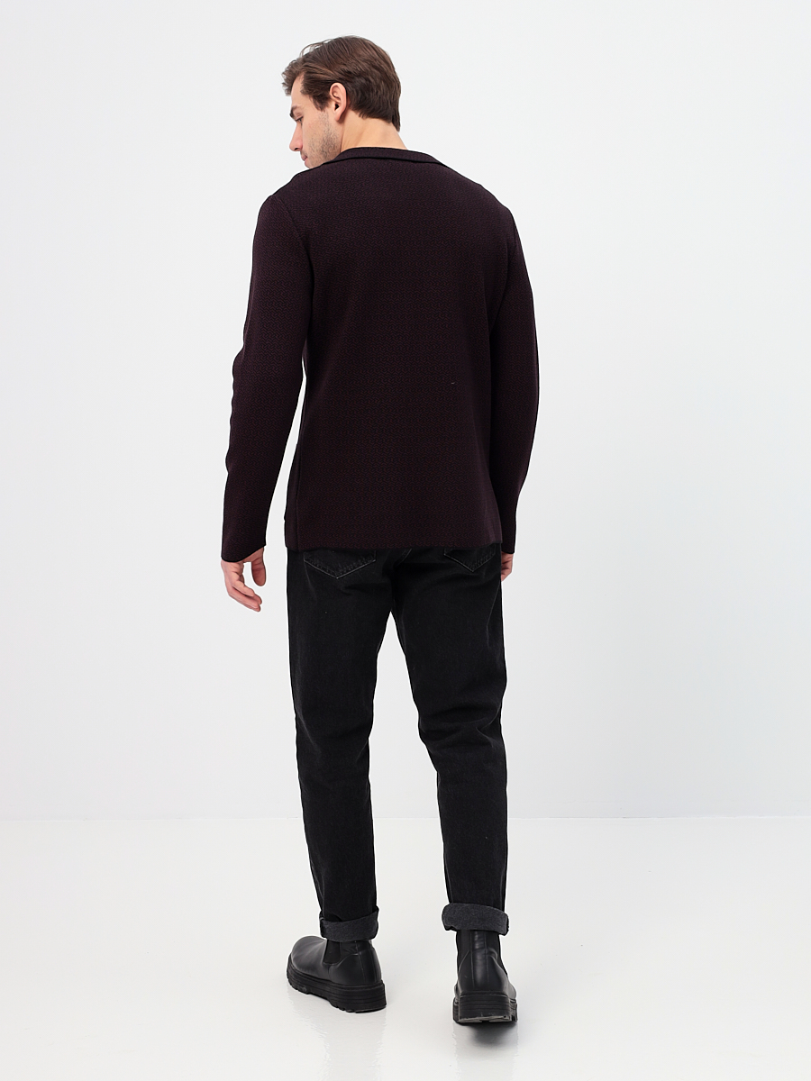 G136-KF-зигзаг (чёрн./бордо) Кардиган мужской