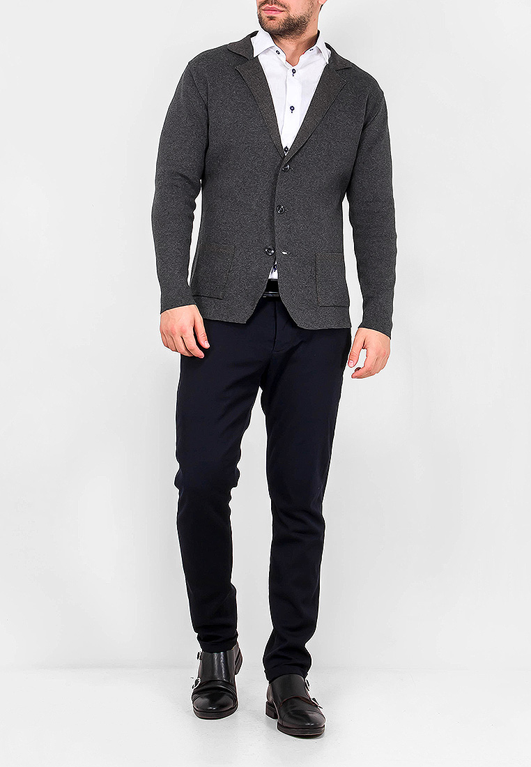 G136-KF-отделка (серый) Кардиган мужской