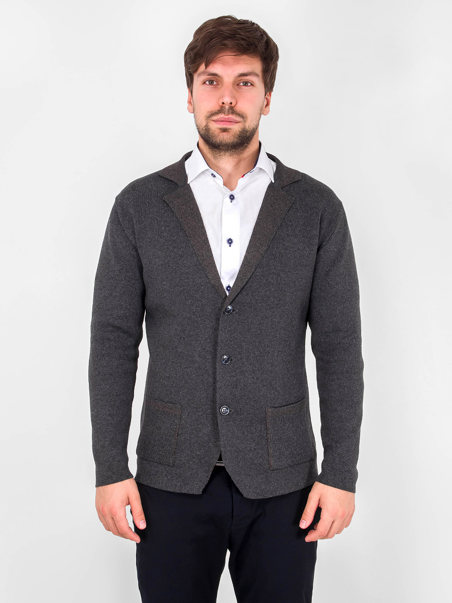 G136-KF-отделка (серый) Кардиган мужской