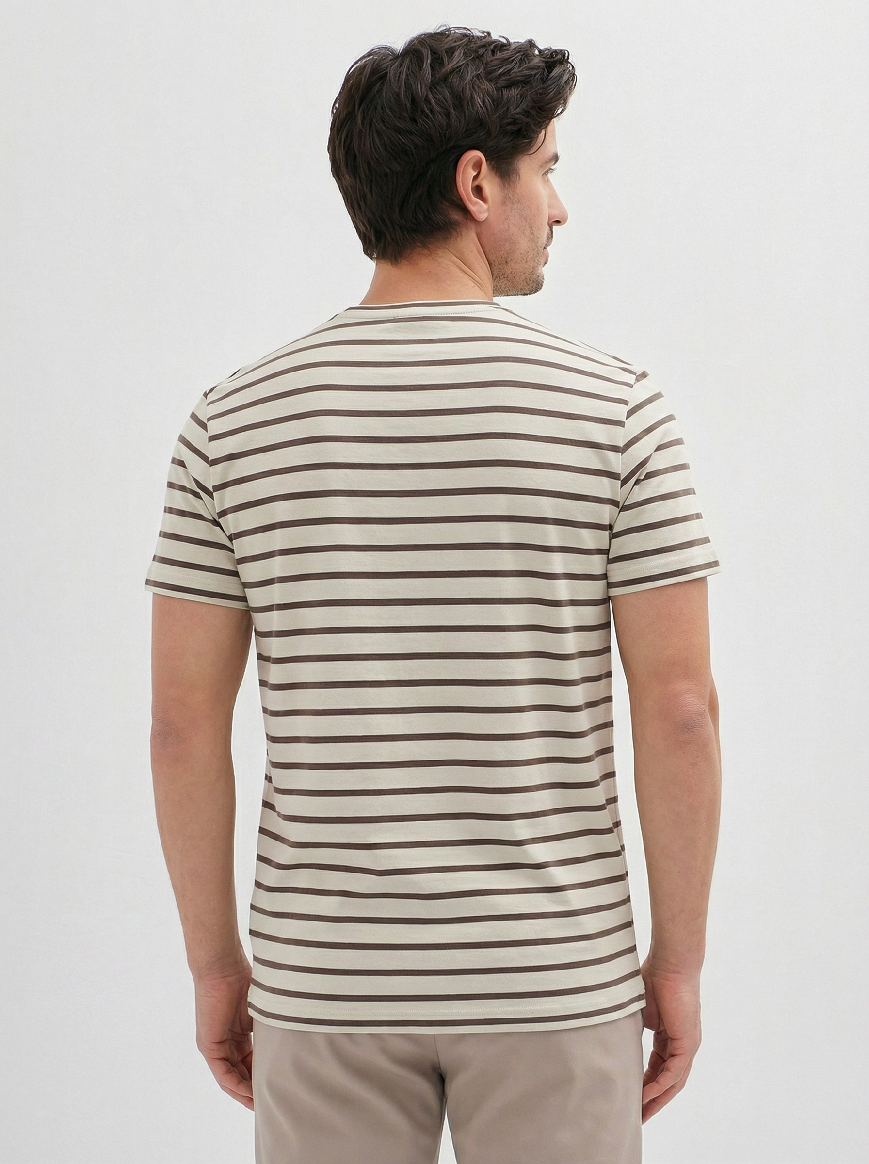 G145-KD-HJ-01-4T (коричневая полоска) Футболка мужская короткий рукав