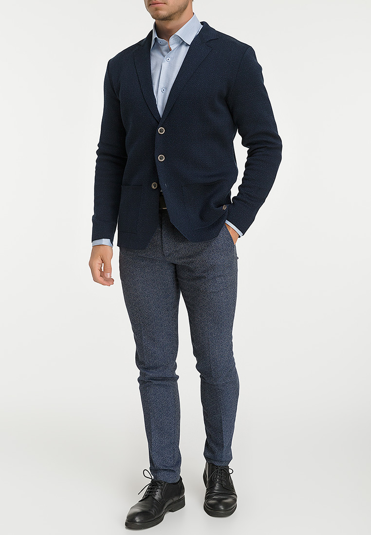 G136Z-KF-зигзаг (синий/т.синий) Кардиган мужской