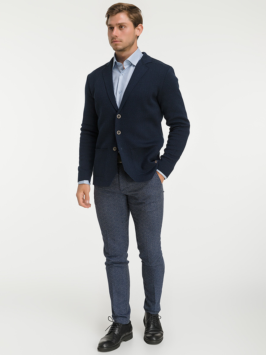 G136Z-KF-зигзаг (синий/т.синий) Кардиган мужской