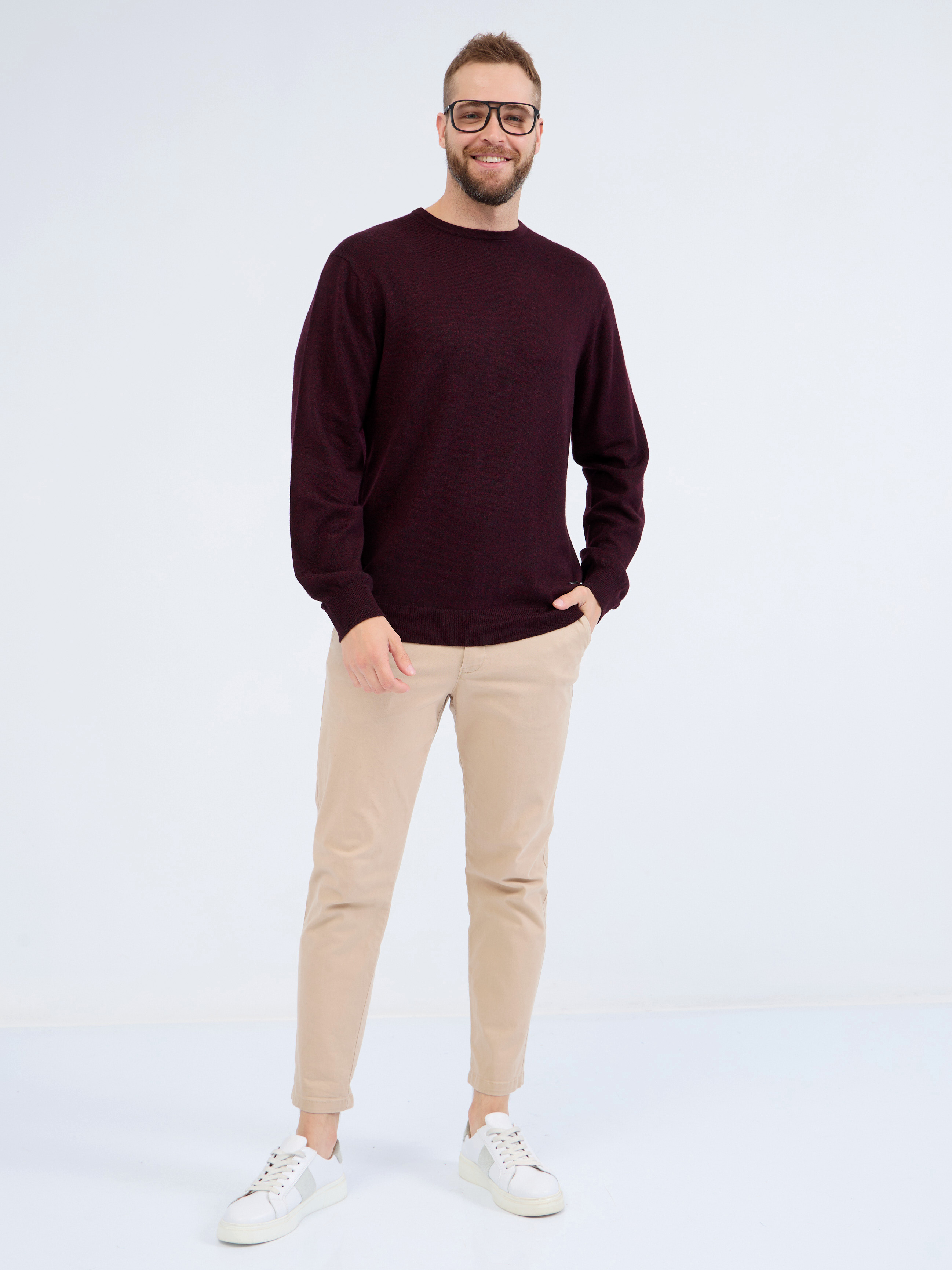 G121-DA491 бордо/черный Джемпер мужской