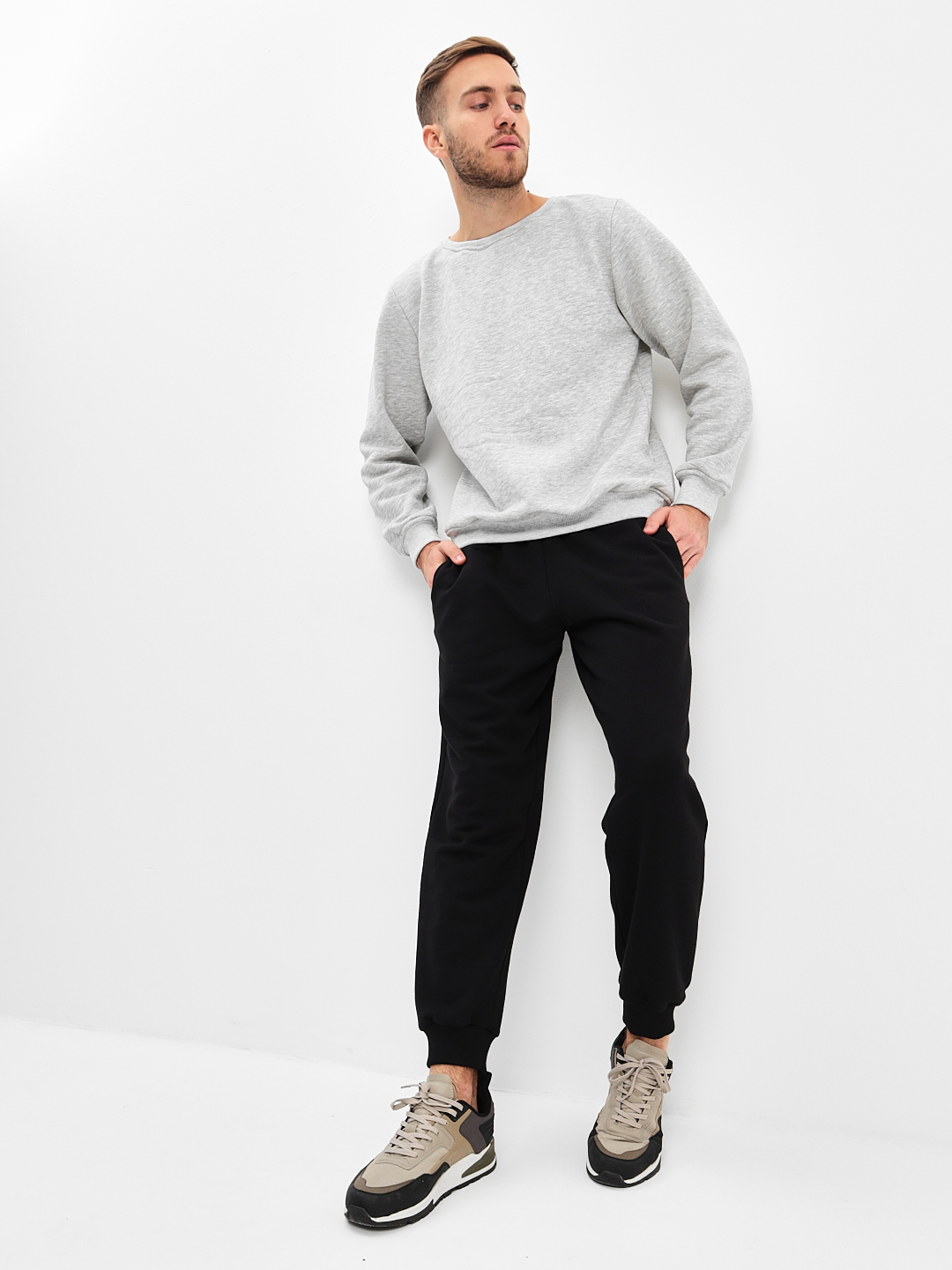 G-TRK-OZ03-002K-черный Брюки мужские трикотажные