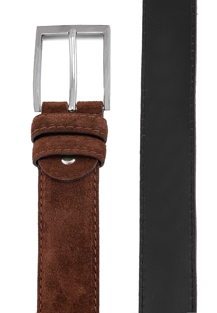 Cr47-1 замша т.корич Ремень кожаный мужской