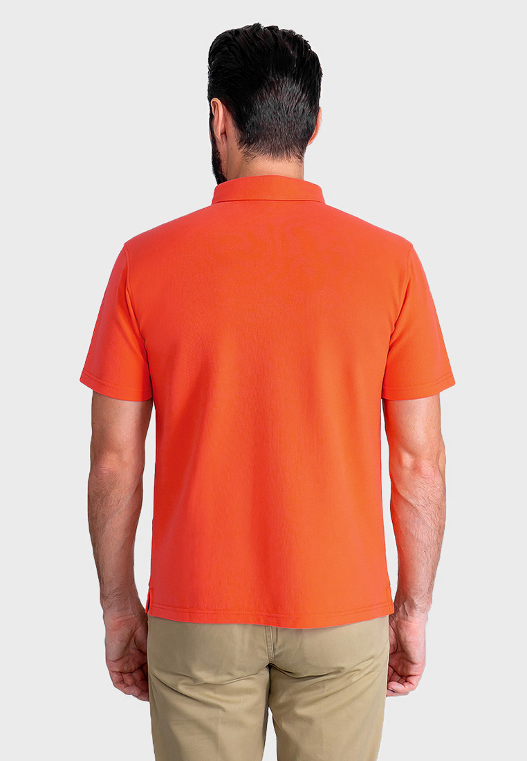 G144-RH62-38 (коралл) Джемпер мужской с воротником поло короткий рукав