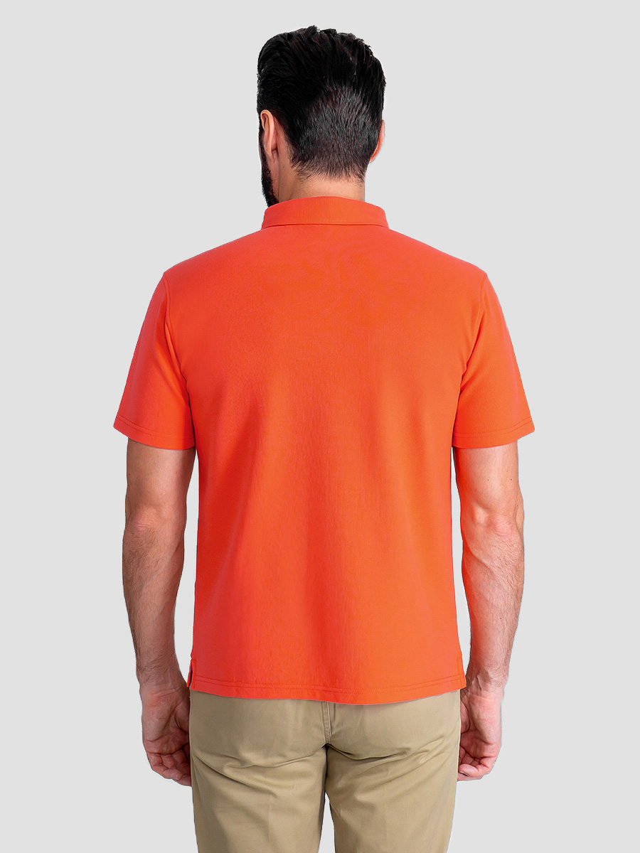 G144-RH62-38 (коралл) Джемпер мужской с воротником поло короткий рукав