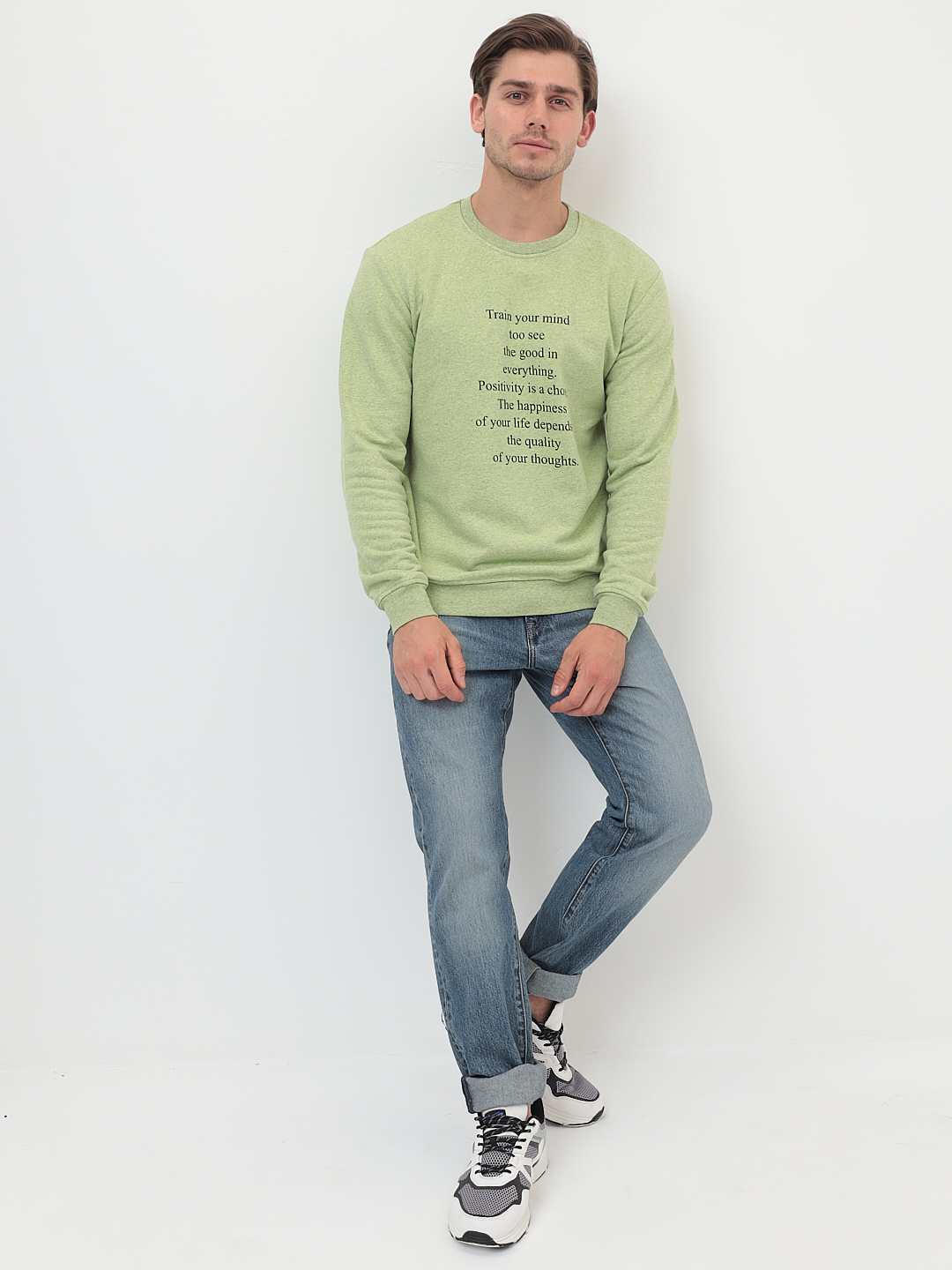 G121-Quote-RM-8001 1*1(лайм м) Свитшот мужской