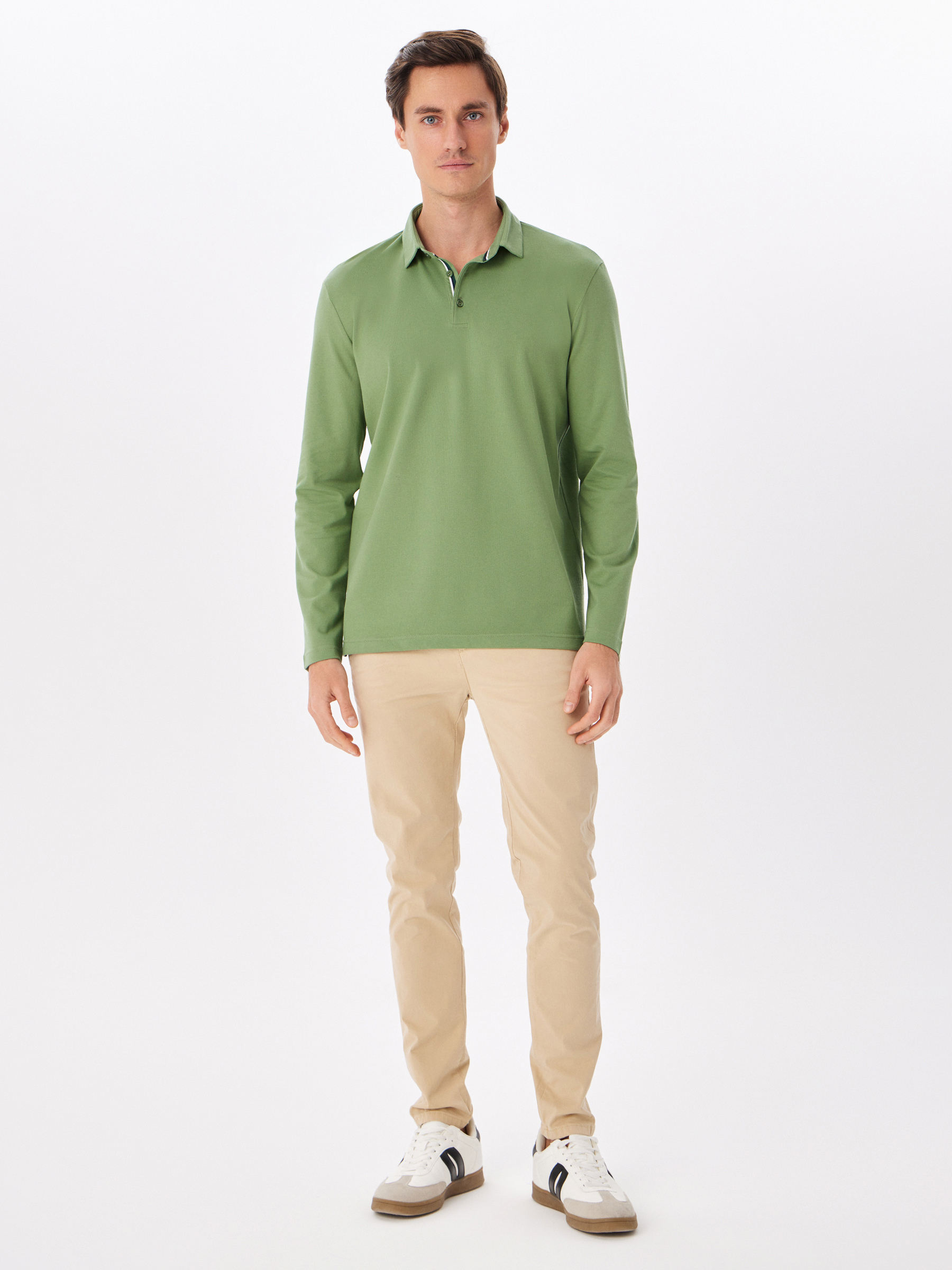 G155-PO124T-SA2096 (хаки)_V Джемпер мужской с воротником поло