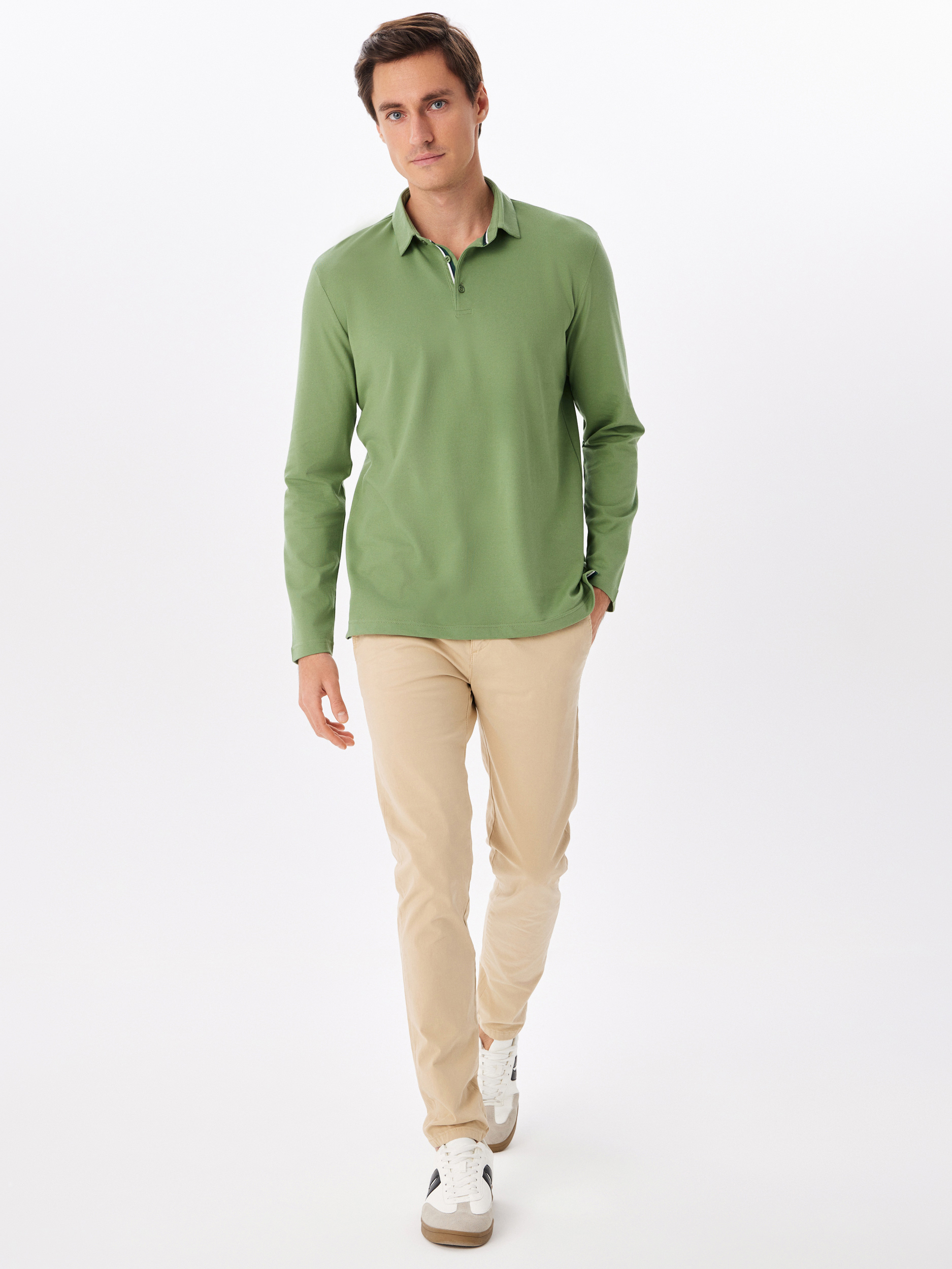 G155-PO124T-SA2096 (хаки)_V Джемпер мужской с воротником поло