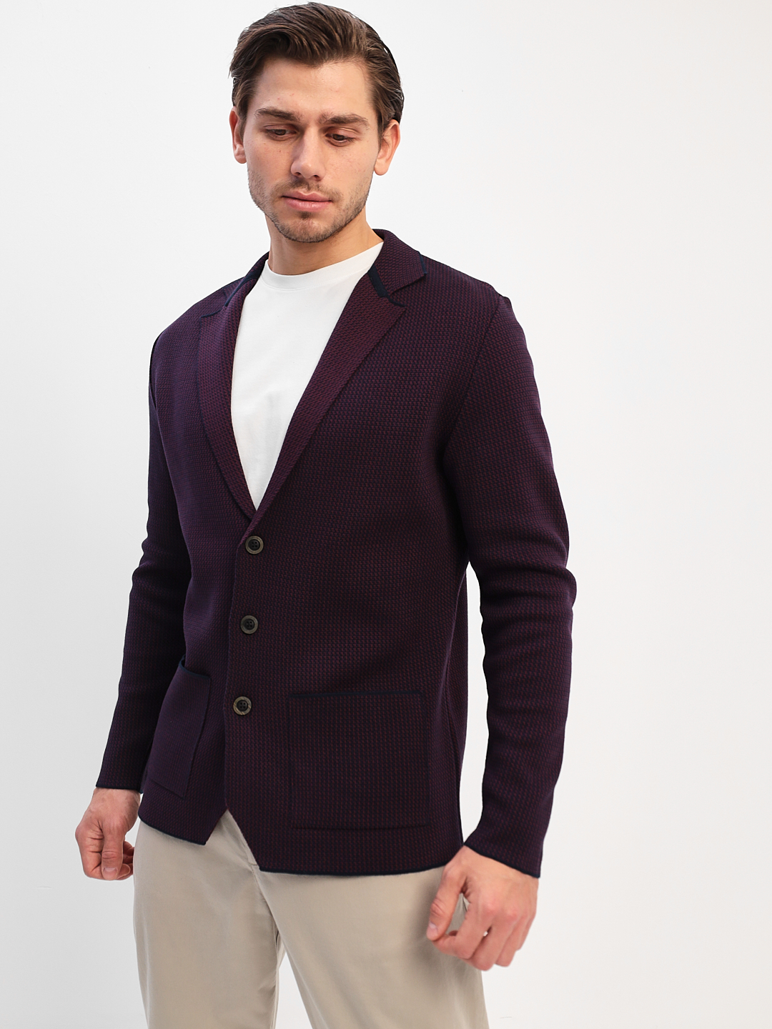 G136Z-KF-микро Z (т.син./бордо) Кардиган мужской