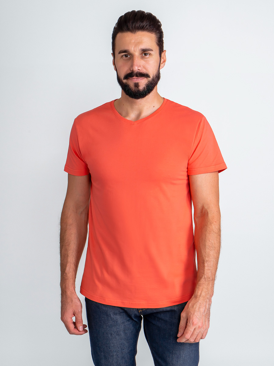 G146-RD-9012 (коралл) Футболка мужская короткий рукав