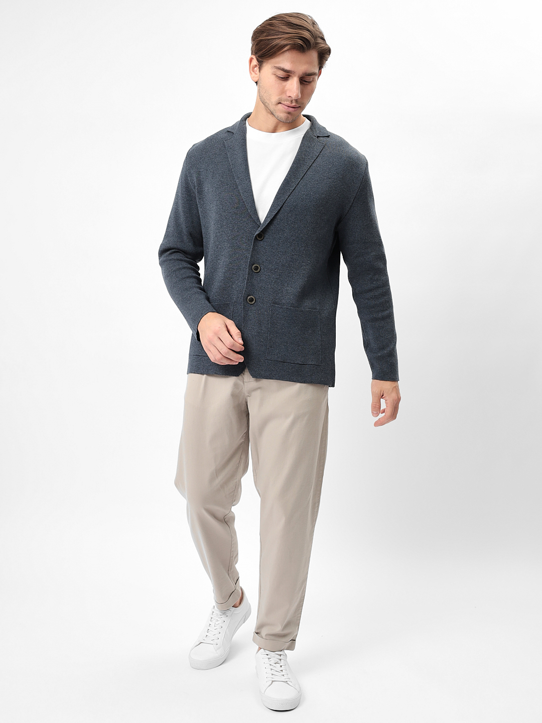 G136-KF-деним 630 Кардиган мужской