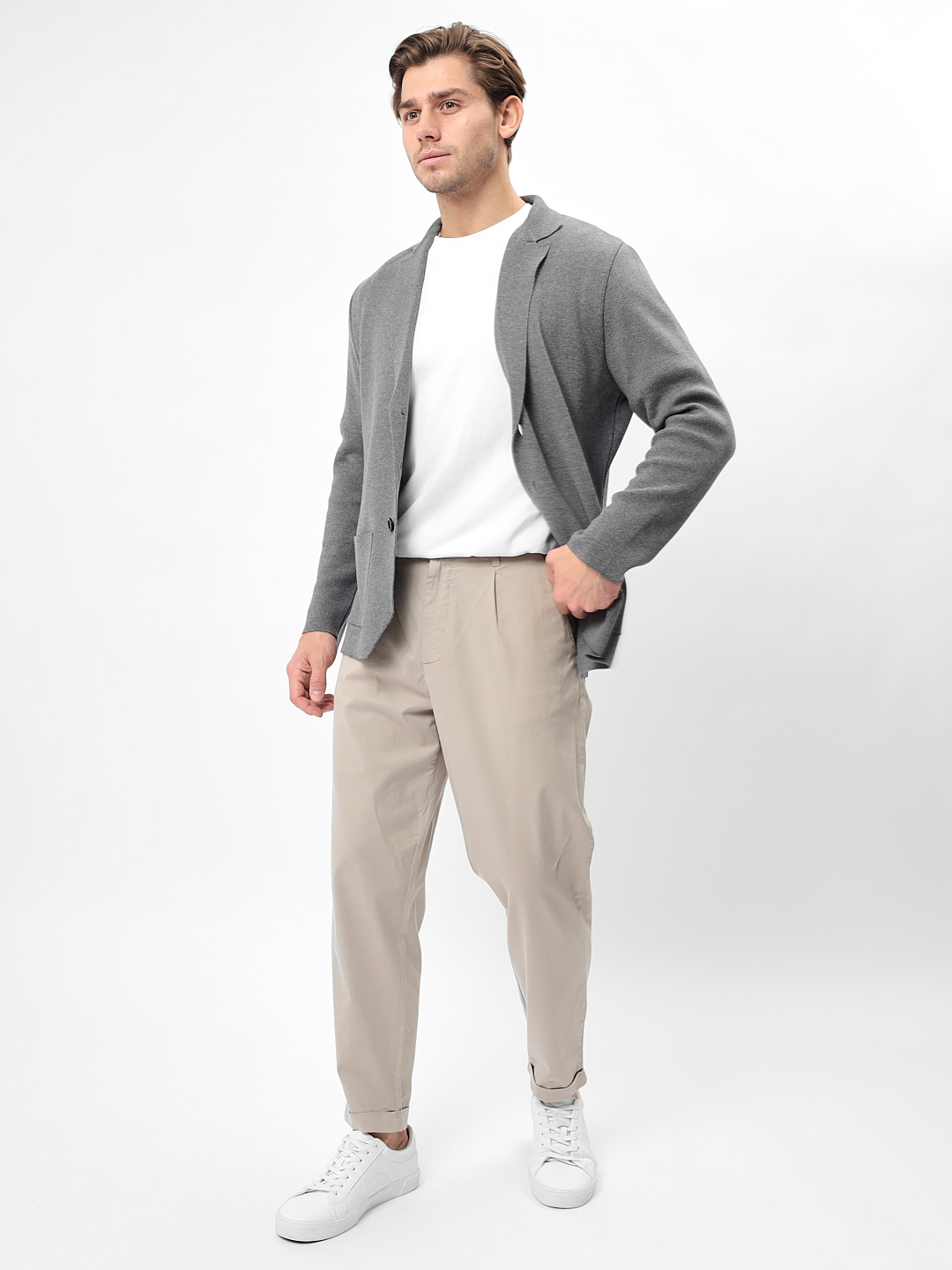 G136-KF-серый 355 Кардиган мужской