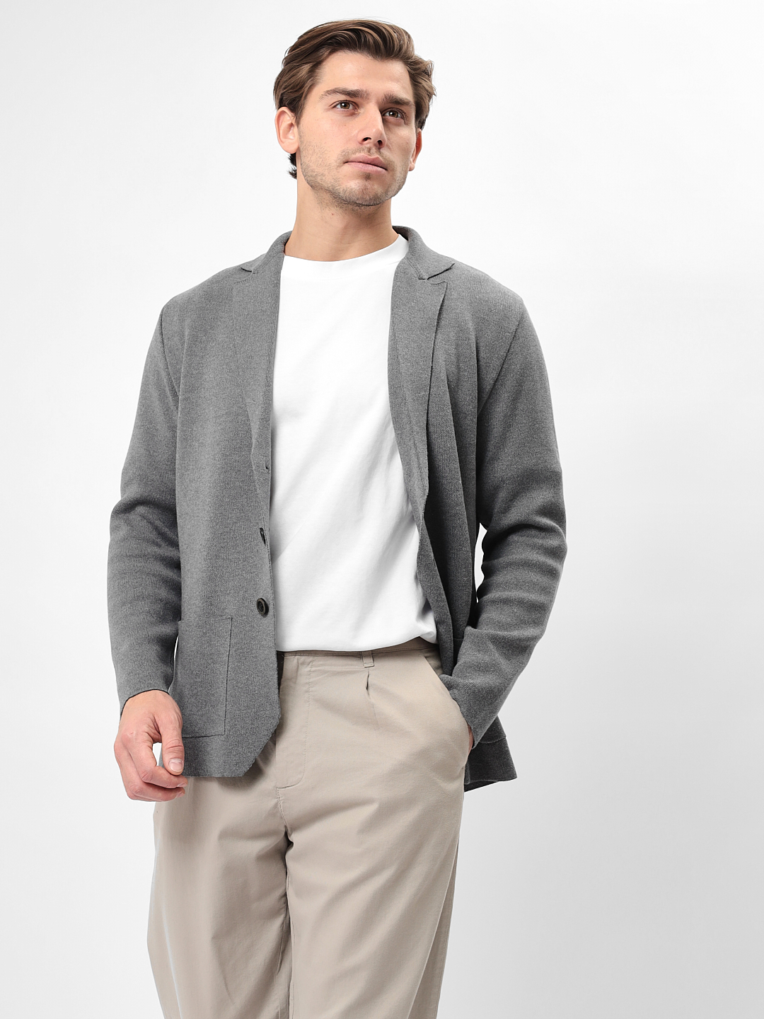 G136-KF-серый 355 Кардиган мужской