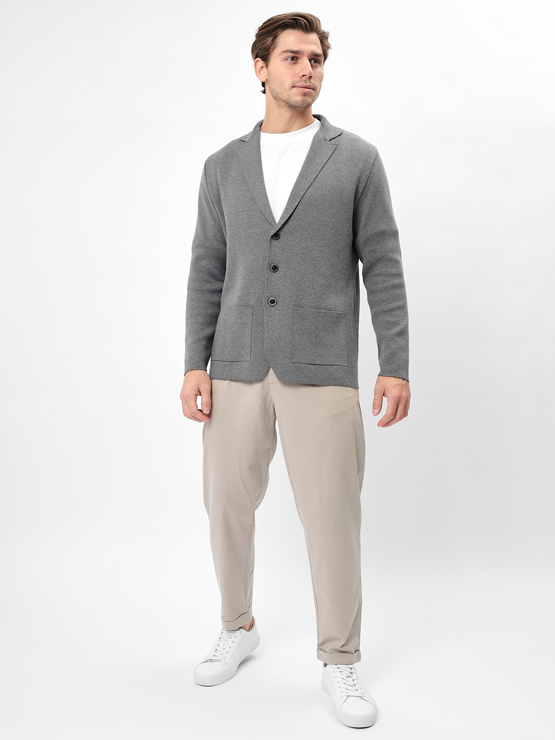 G136-KF-серый 355 Кардиган мужской