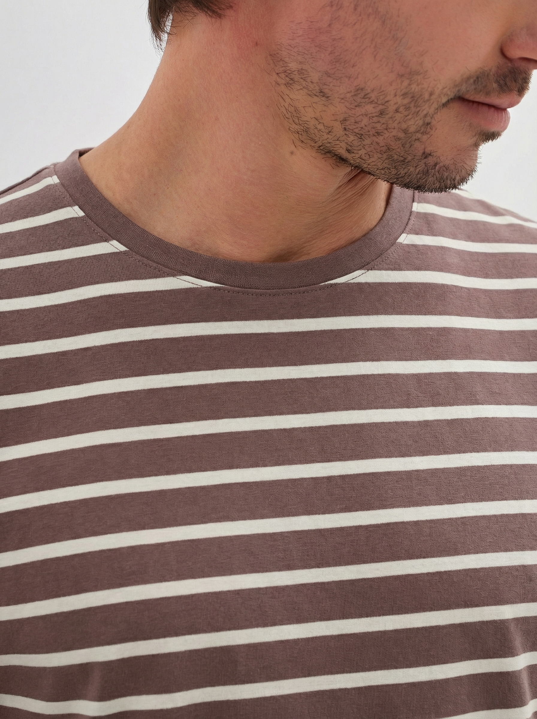 G145-KD-HJ-02-4T (экрю полоска) Футболка мужская короткий рукав