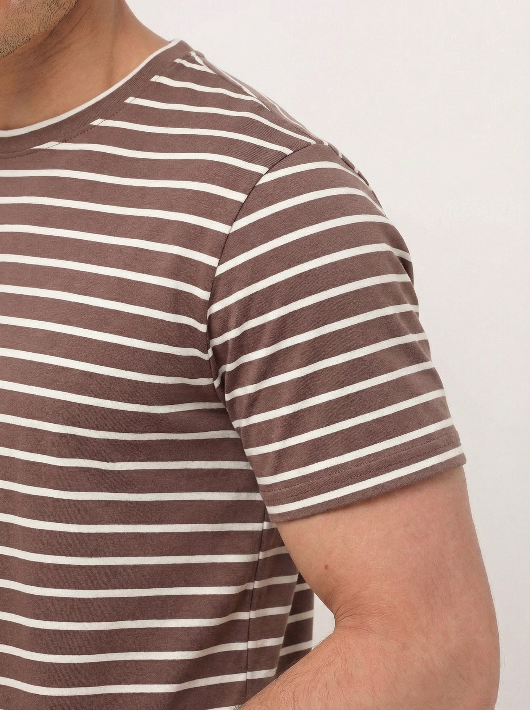 G145-KD-HJ-02-4T (экрю полоска) Футболка мужская короткий рукав