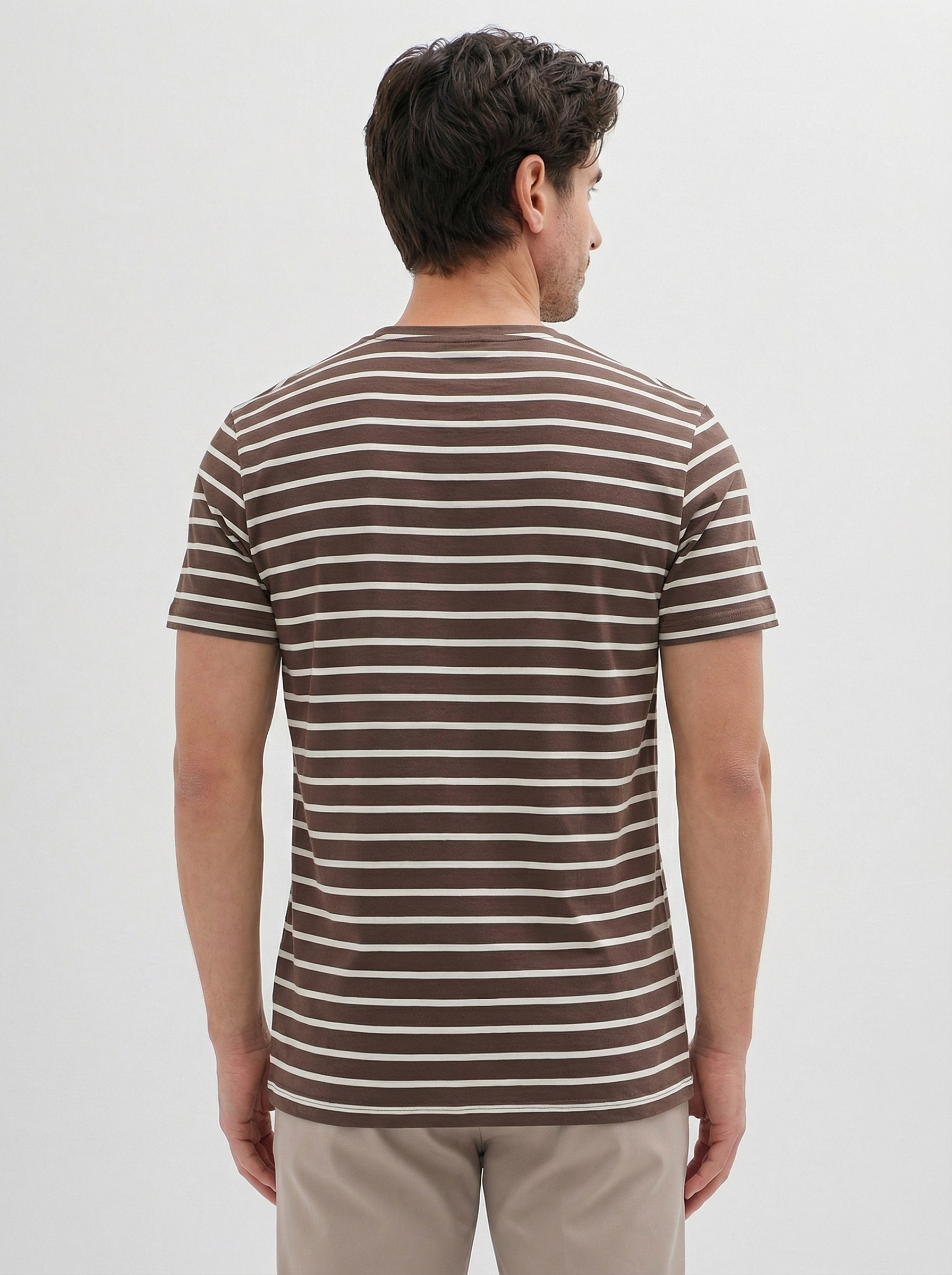 G145-KD-HJ-02-4T (экрю полоска) Футболка мужская короткий рукав