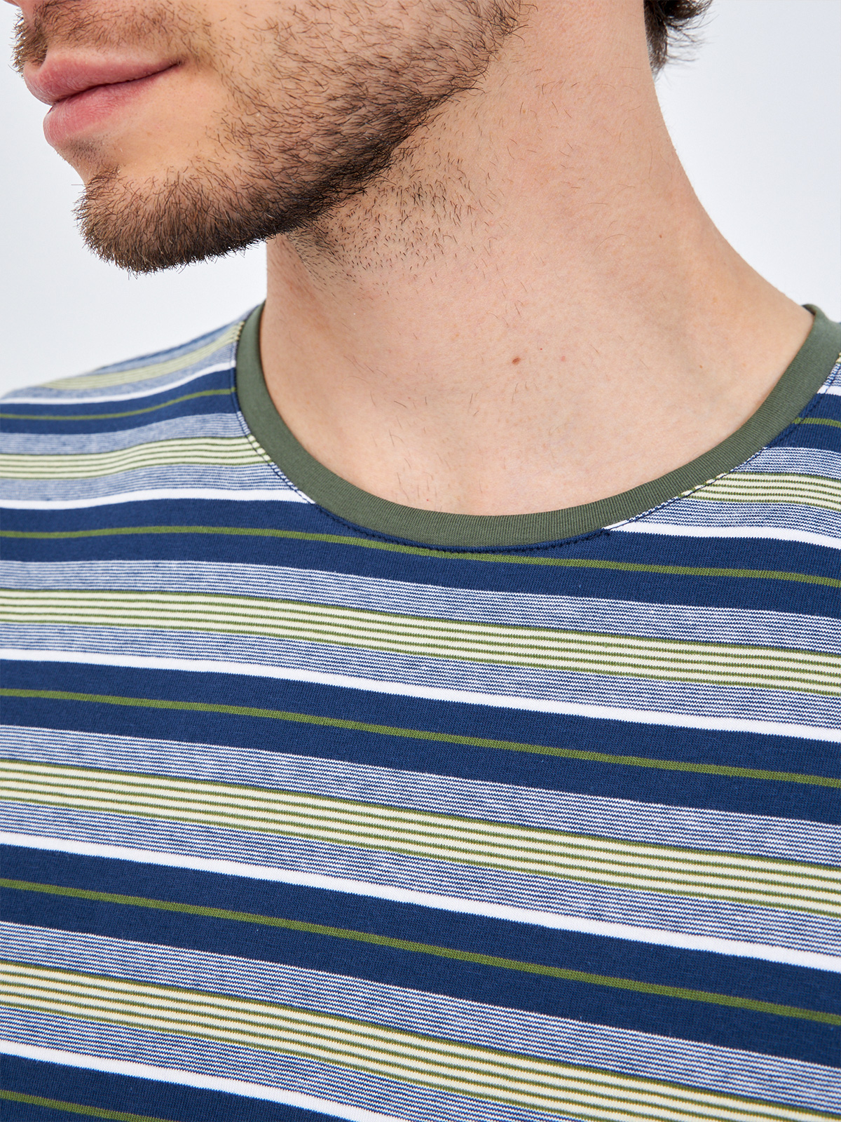 G145-KD14T-HS050(син-зел.пол-ка) Футболка мужская короткий рукав