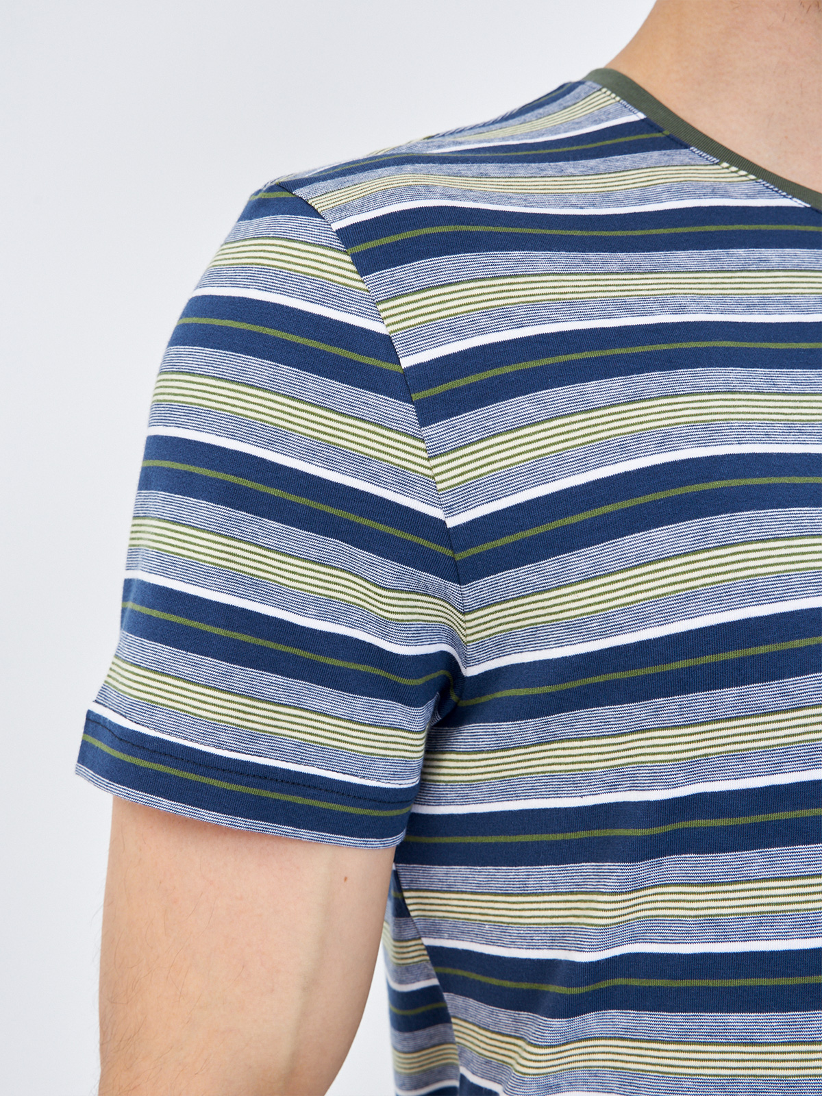 G145-KD14T-HS050(син-зел.пол-ка) Футболка мужская короткий рукав