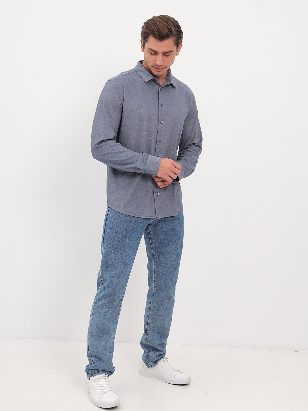 G148-RH03-2 (синий) Батник мужской трикотажный