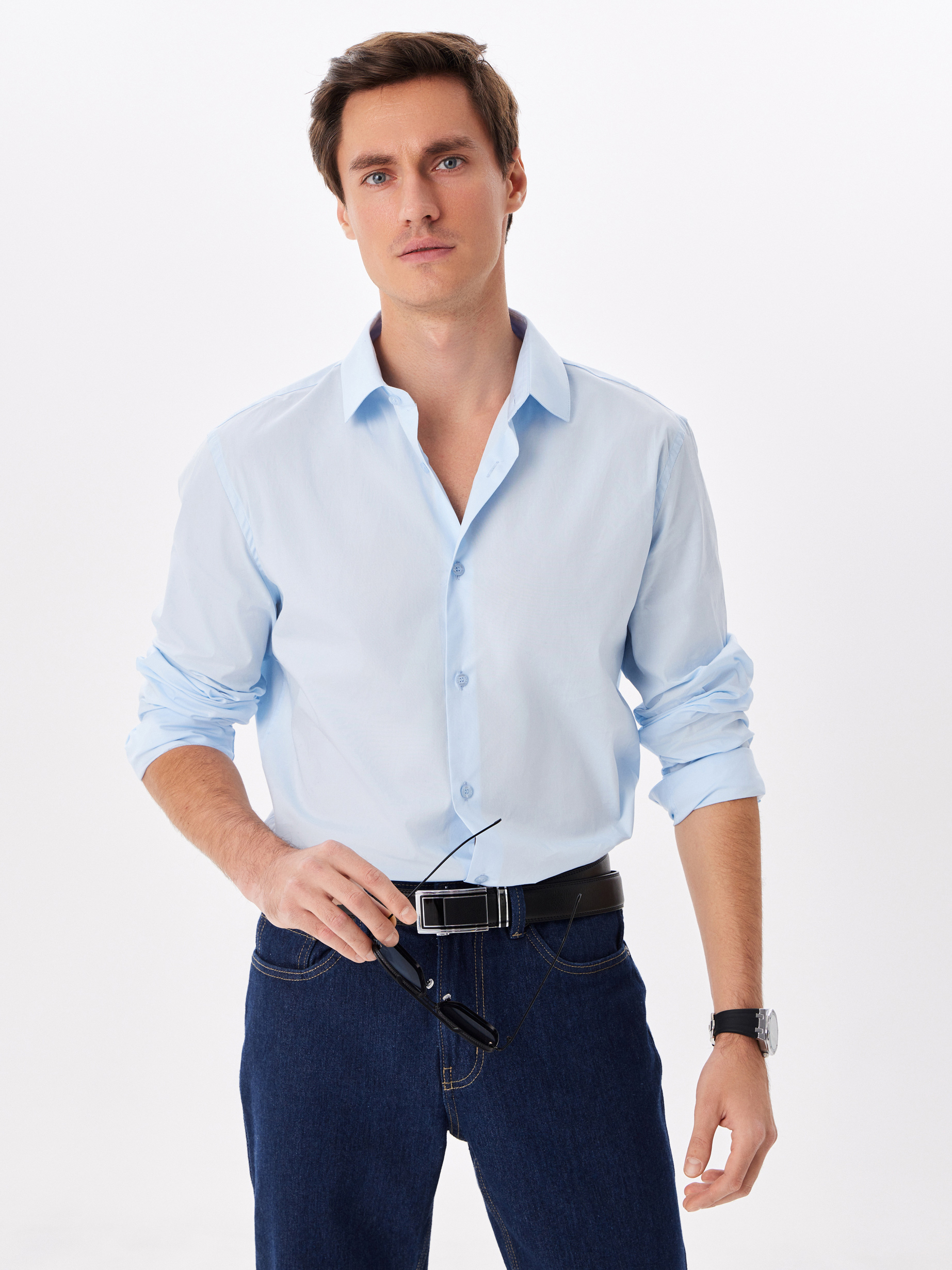 210/237/BL/ZN STRETCH Сорочка мужская длинный рукав