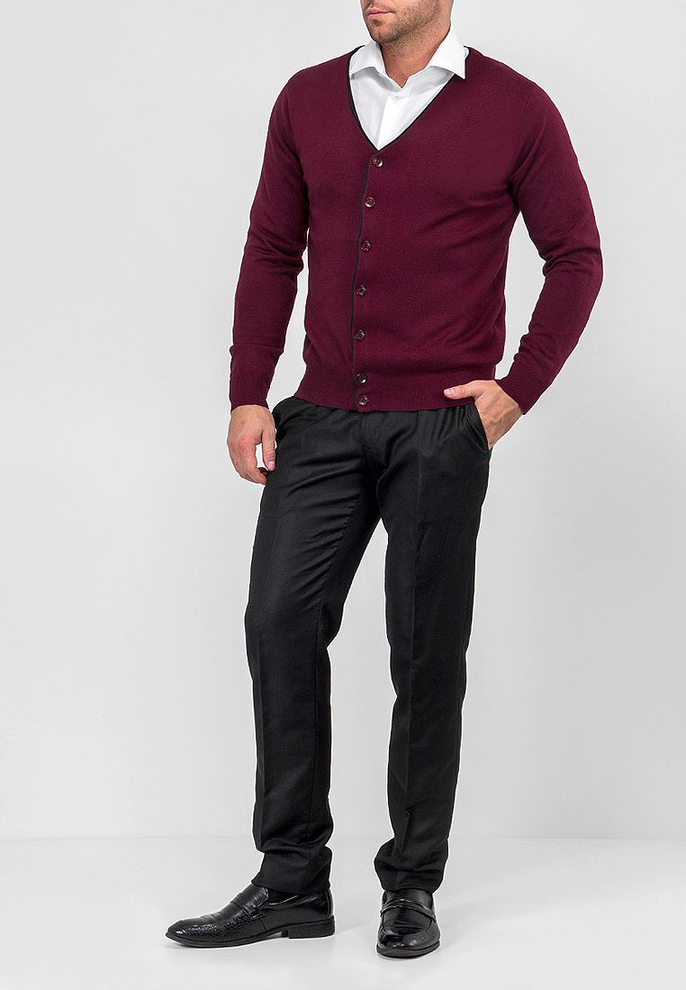 G135-12-цв.планка D2 (бордо) Кардиган мужской