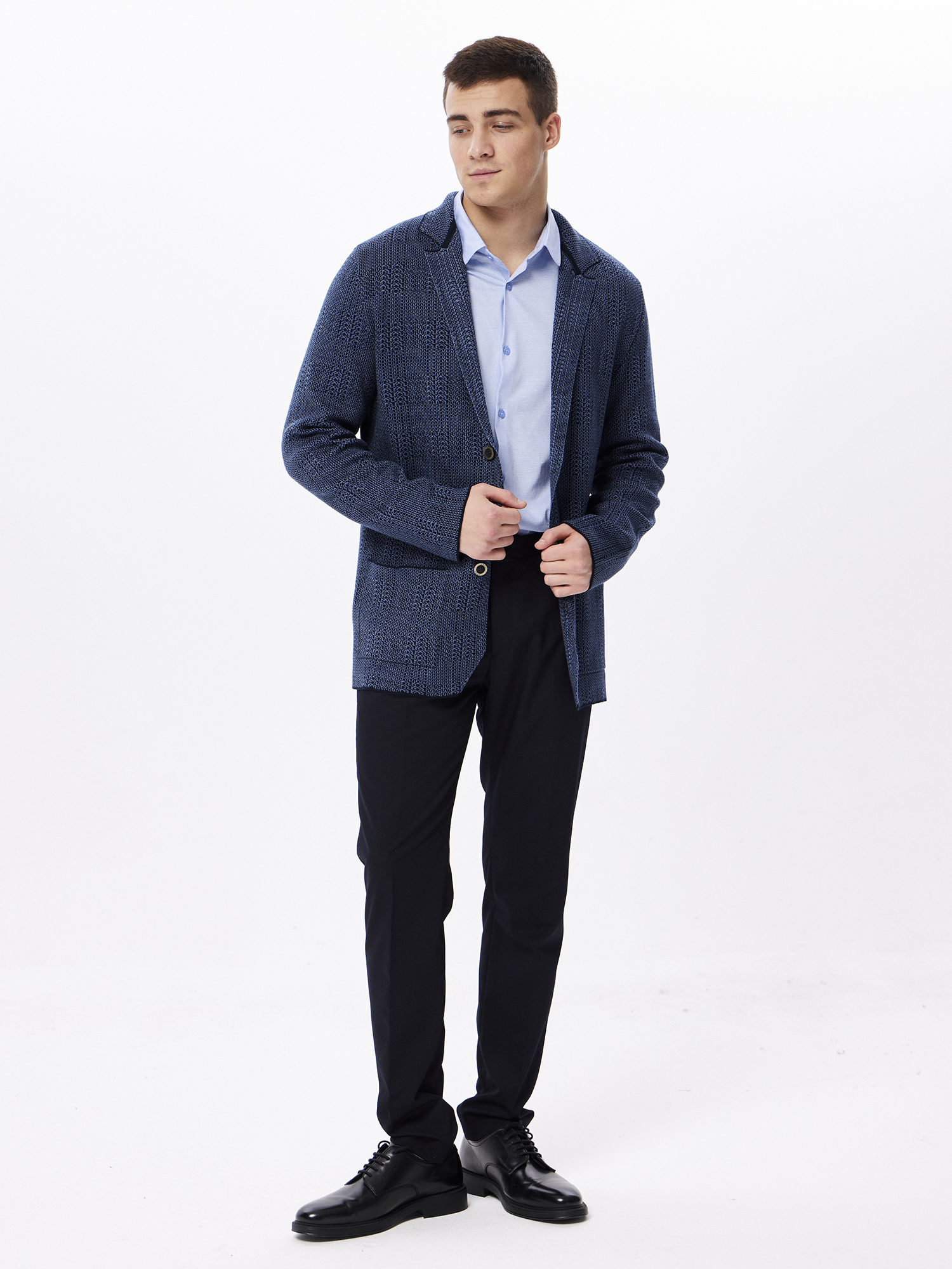 G136-KF-клетка (т.синий) Кардиган мужской