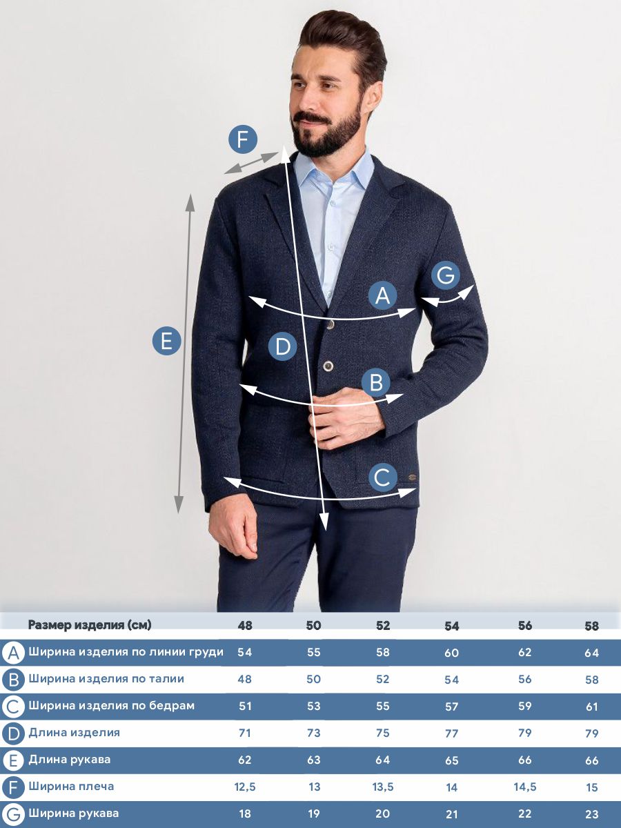 G136-KF-клетка (т.синий) Кардиган мужской