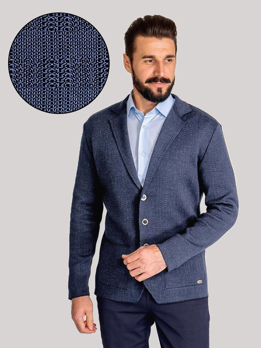 G136-KF-клетка (т.синий) Кардиган мужской