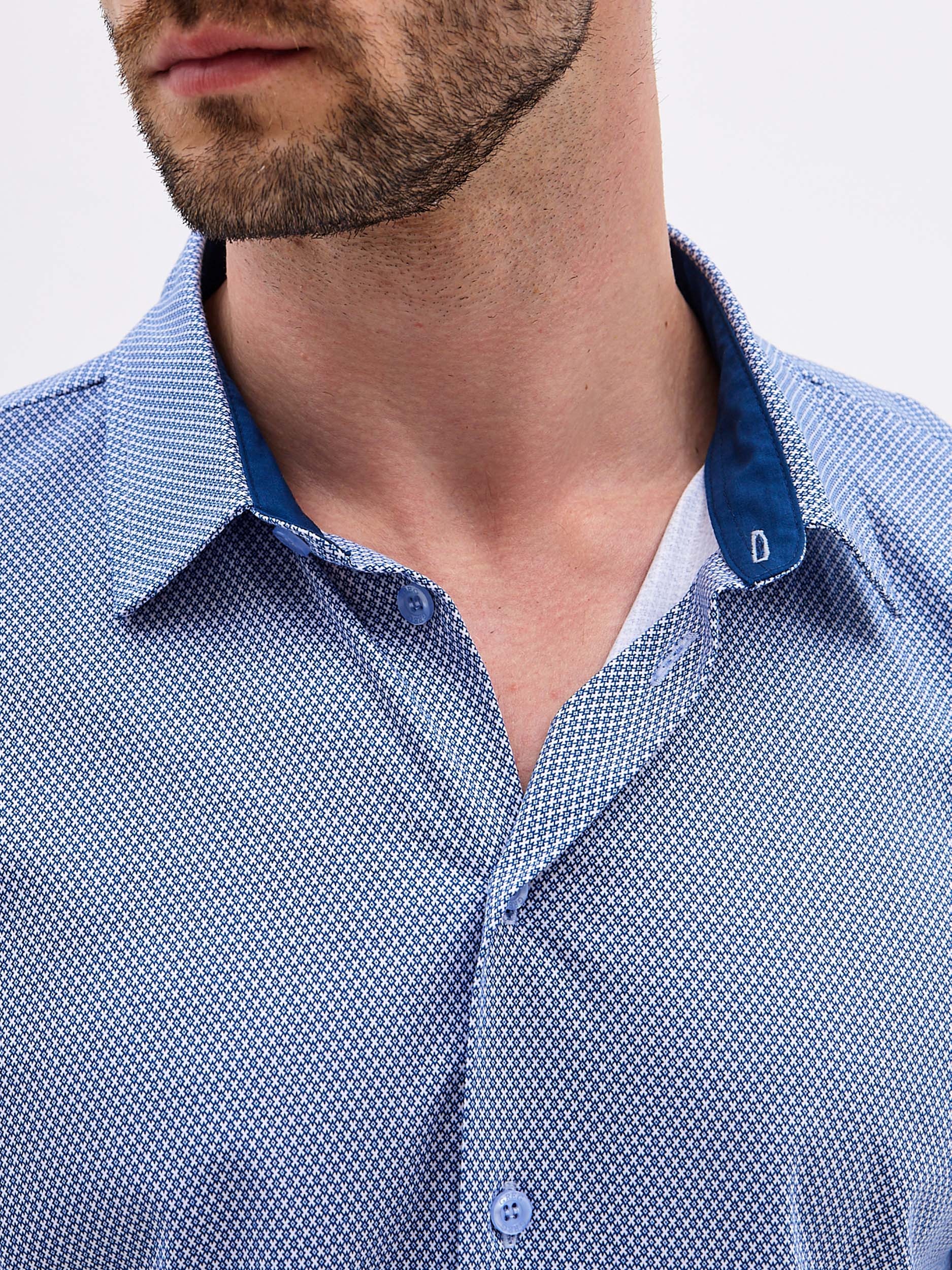 G143-TD1-LT4615 (синий) Рубашка мужская короткий рукав