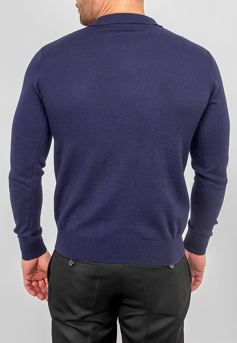 G128-12-цв.планка (т.син./бордо) Джемпер мужской с воротником поло