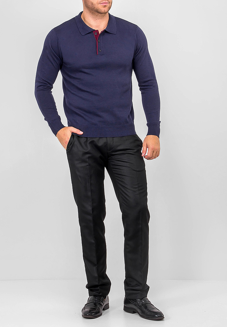 G128-12-цв.планка (т.син./бордо) Джемпер мужской с воротником поло