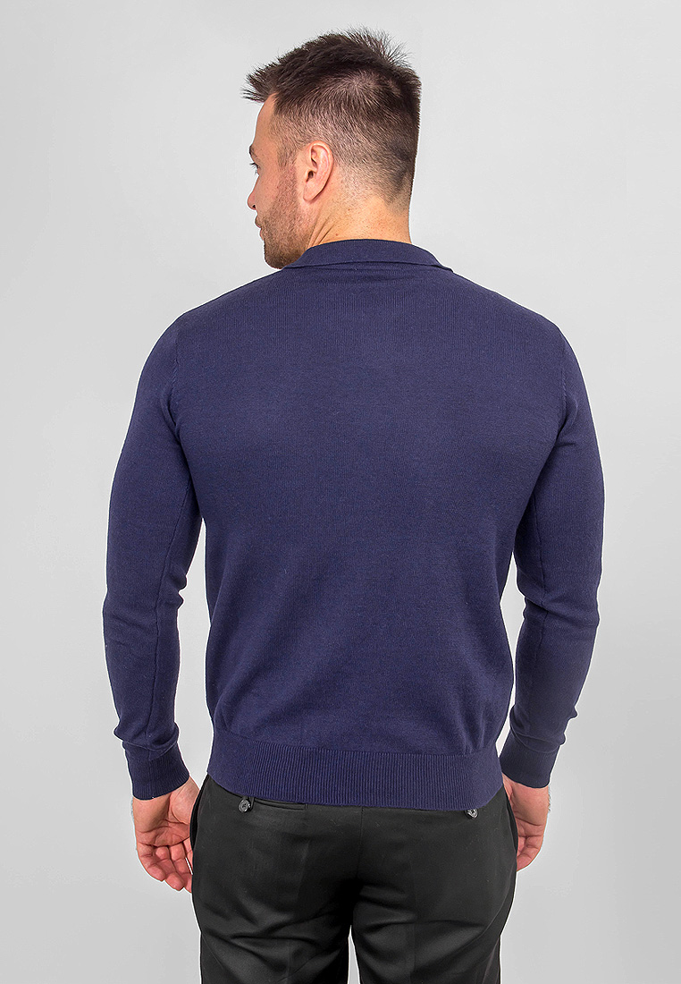 G128-12-цв.планка (т.син./бордо) Джемпер мужской с воротником поло